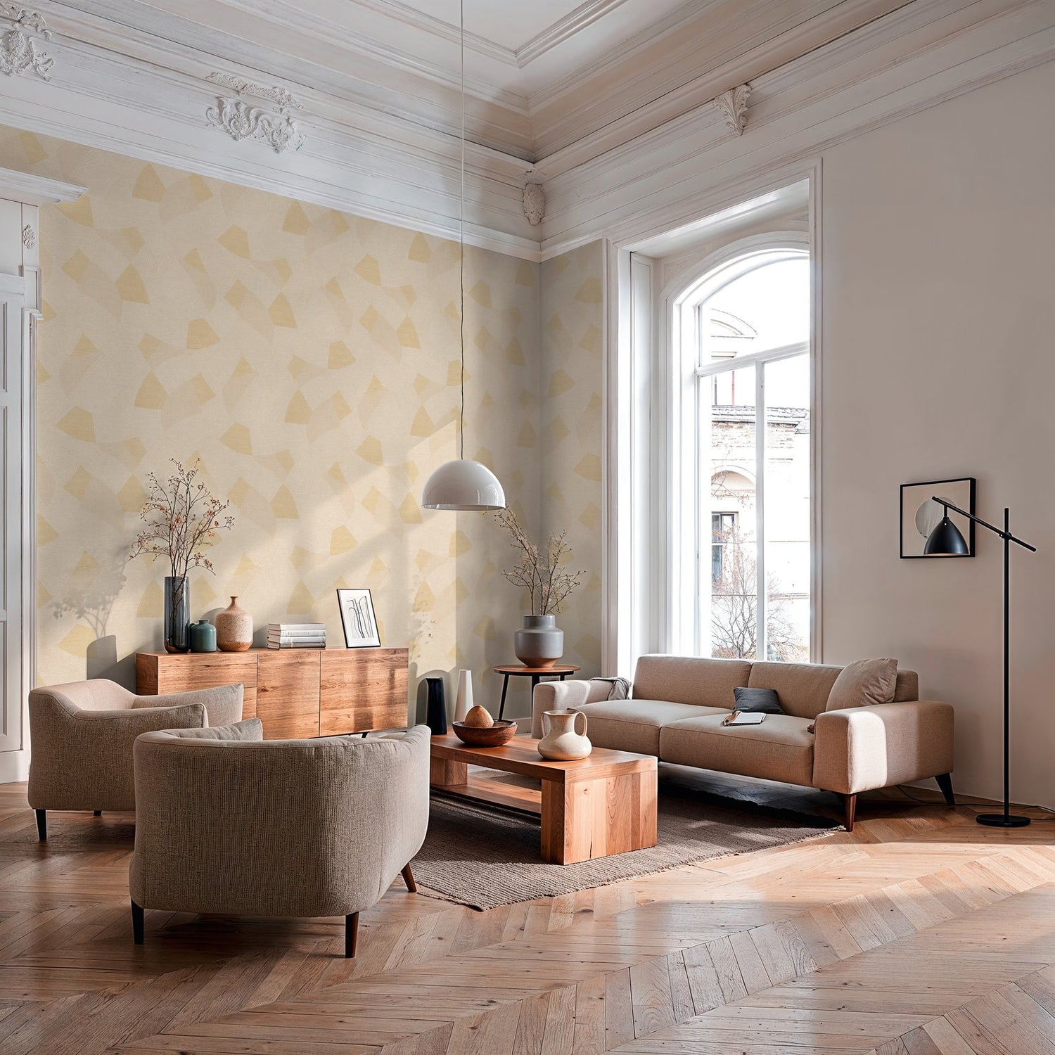 Geometric Wallpaper in Beige color - pattern number HV41072 - by Galerie in the Havana 2 collection