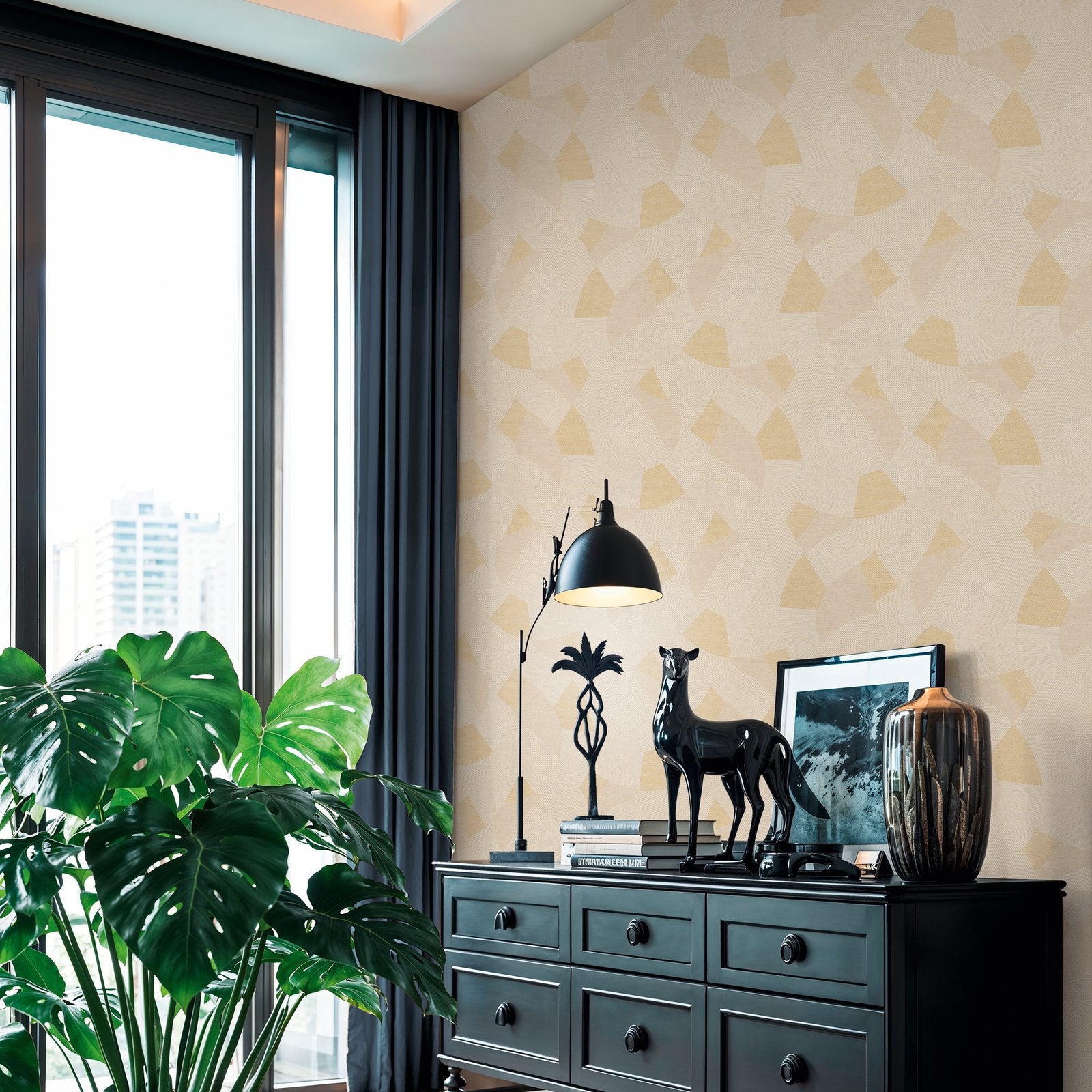 Geometric Wallpaper in Beige color - pattern number HV41072 - by Galerie in the Havana 2 collection
