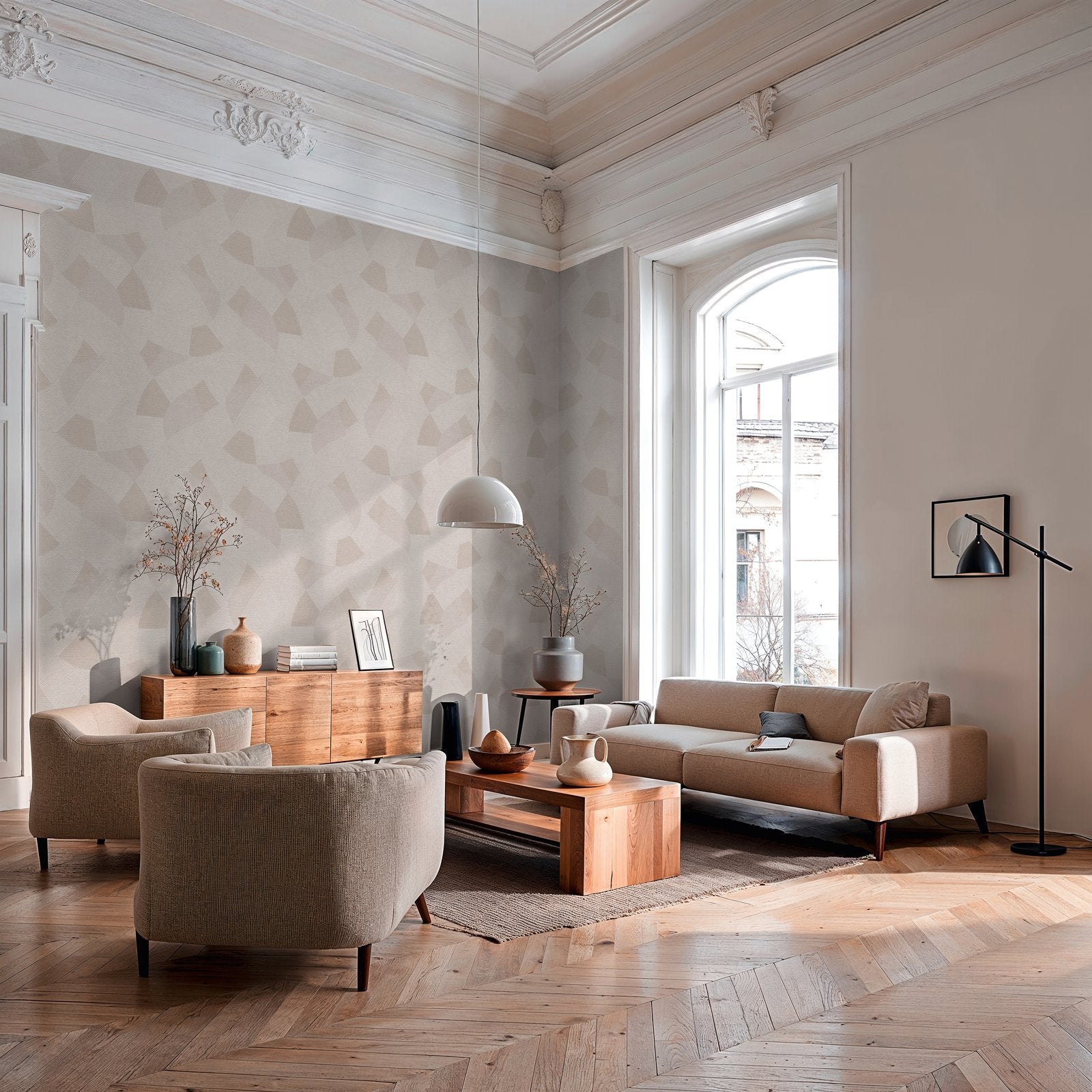 Geometric Wallpaper in Silver Grey color - pattern number HV41073 - by Galerie in the Havana 2 collection