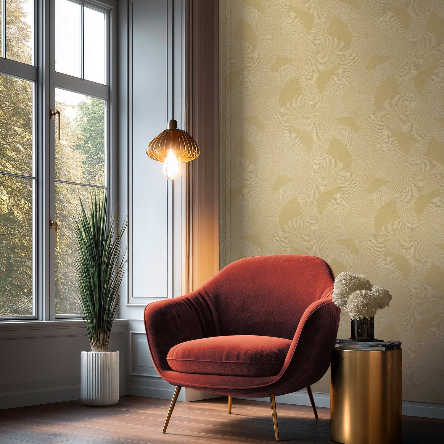 Geometric Wallpaper in Yellow color - pattern number HV41075 - by Galerie in the Havana 2 collection