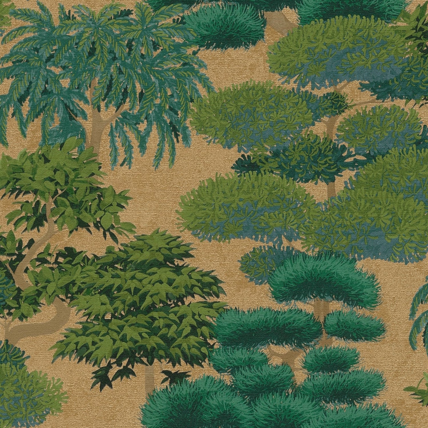 Tree Leaf Wallpaper in Green color - pattern number HV41078 - by Galerie in the Havana 2 collection