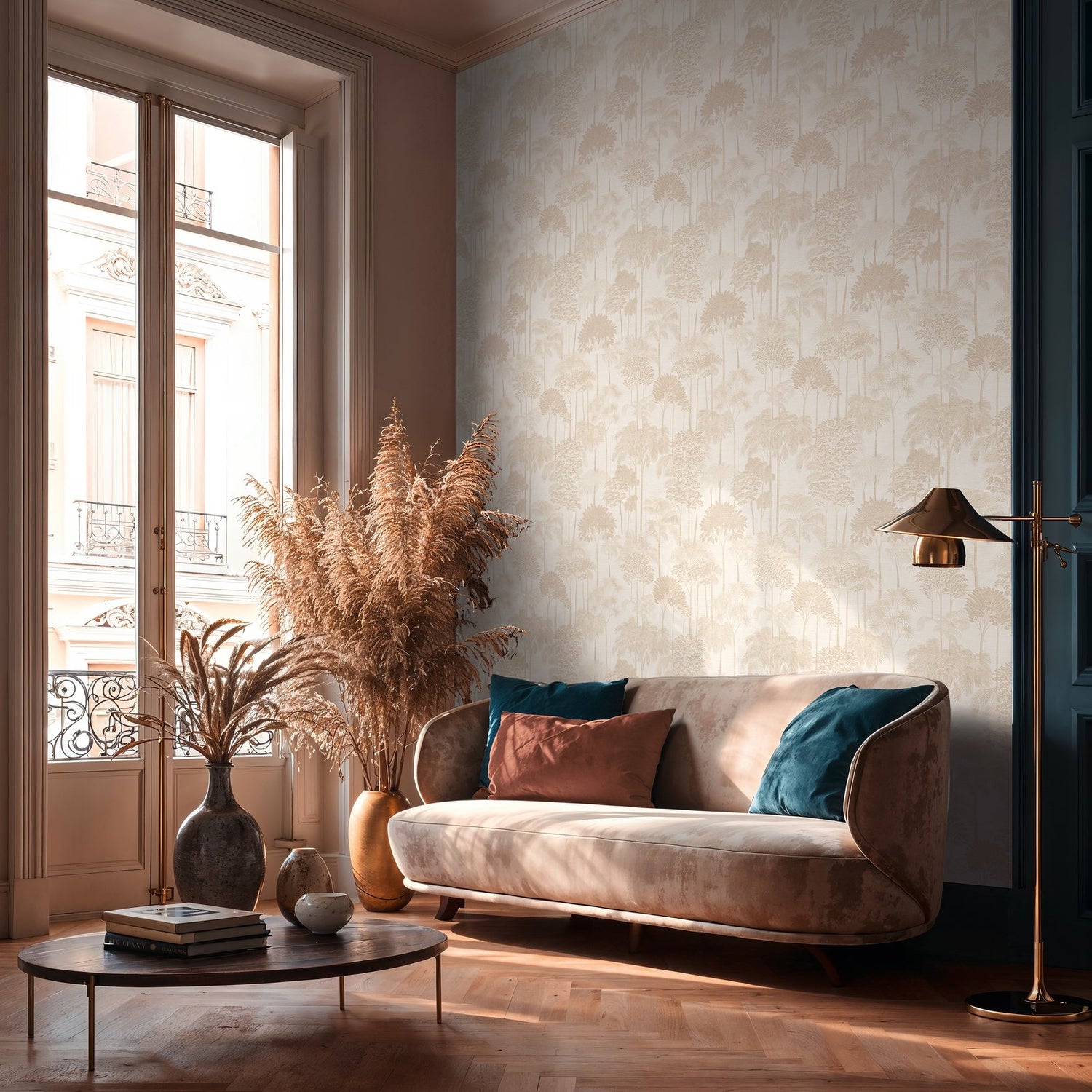 Tree Leaf Wallpaper in Beige color - pattern number HV41081 - by Galerie in the Havana 2 collection
