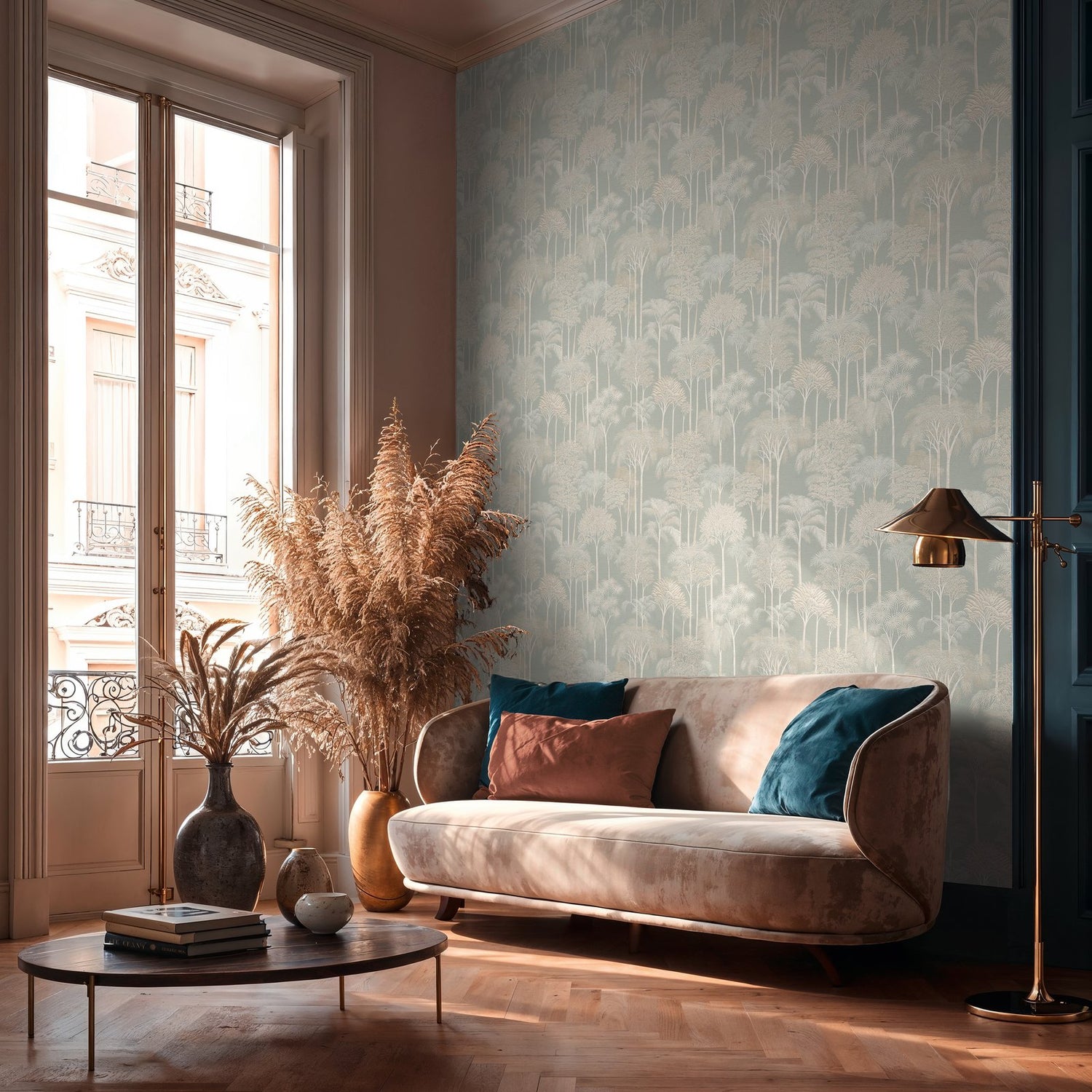 Tree Leaf Wallpaper in Cream color - pattern number HV41082 - by Galerie in the Havana 2 collection
