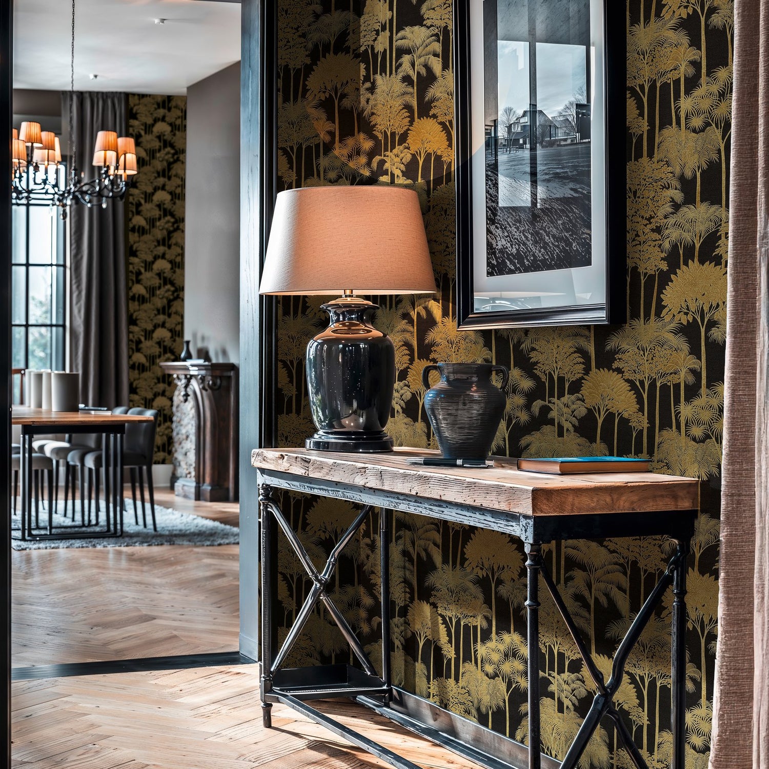 Tree Leaf Wallpaper in Gold color - pattern number HV41083 - by Galerie in the Havana 2 collection