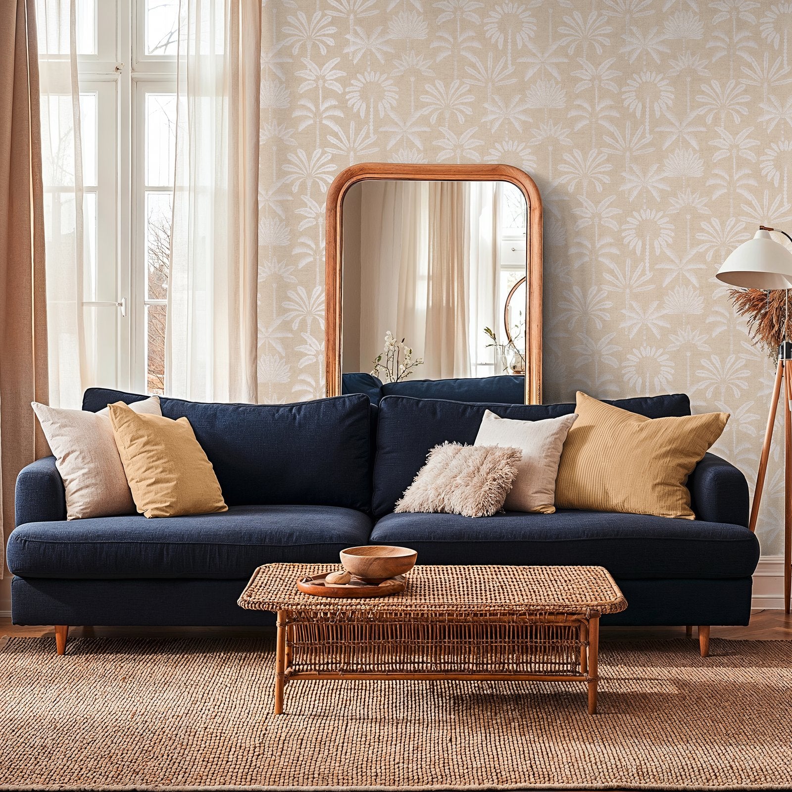 Tree Leaf Wallpaper in Beige color - pattern number HV41086 - by Galerie in the Havana 2 collection