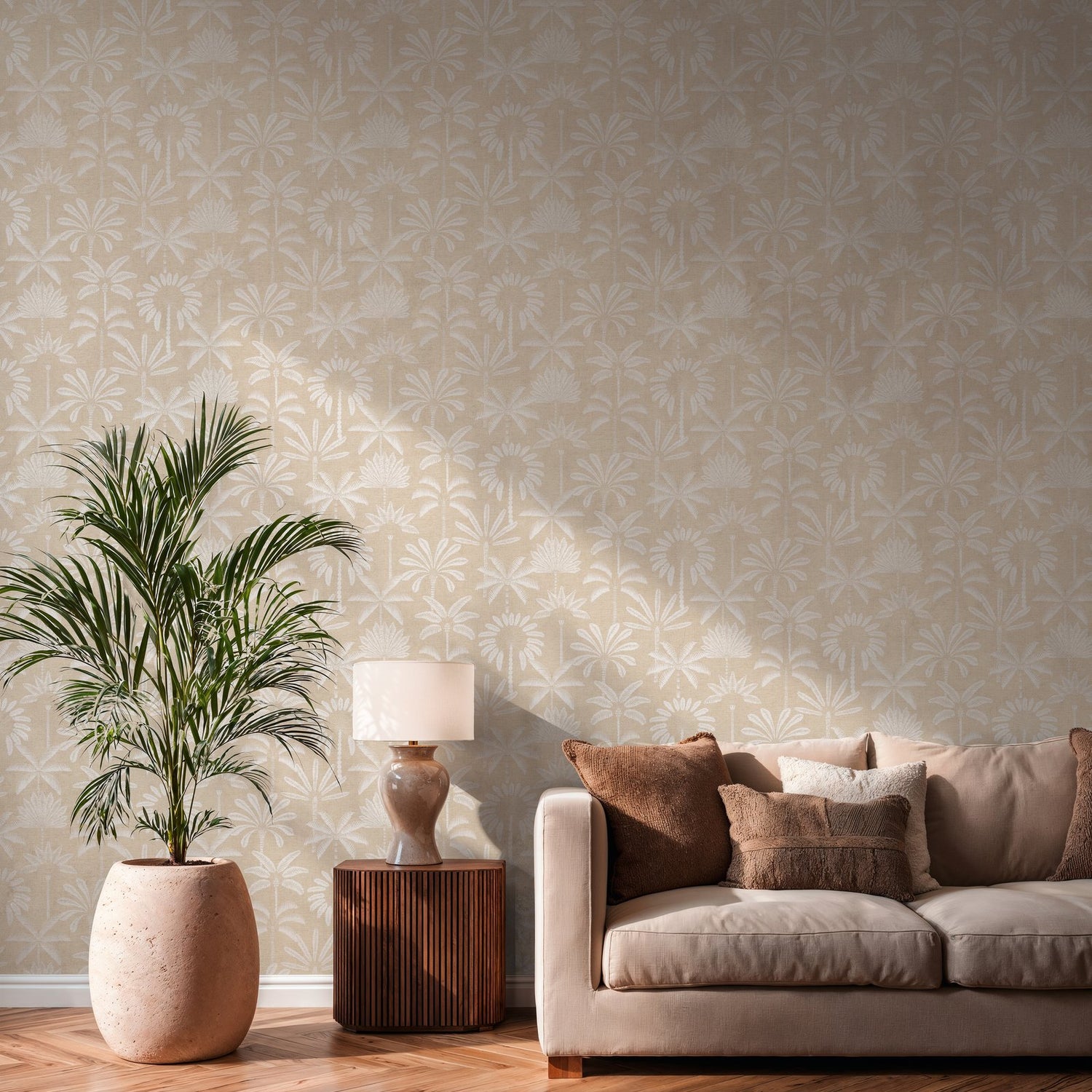 Tree Leaf Wallpaper in Beige color - pattern number HV41086 - by Galerie in the Havana 2 collection