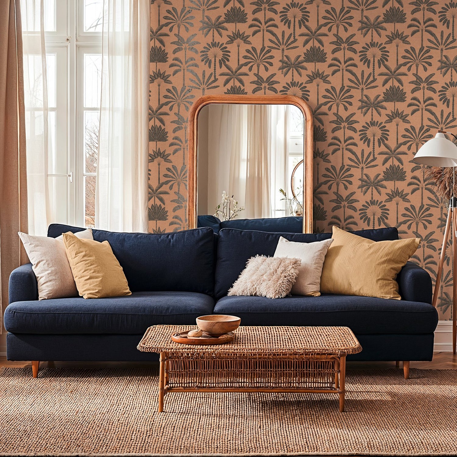 Tree Leaf Wallpaper in Orange color - pattern number HV41088 - by Galerie in the Havana 2 collection