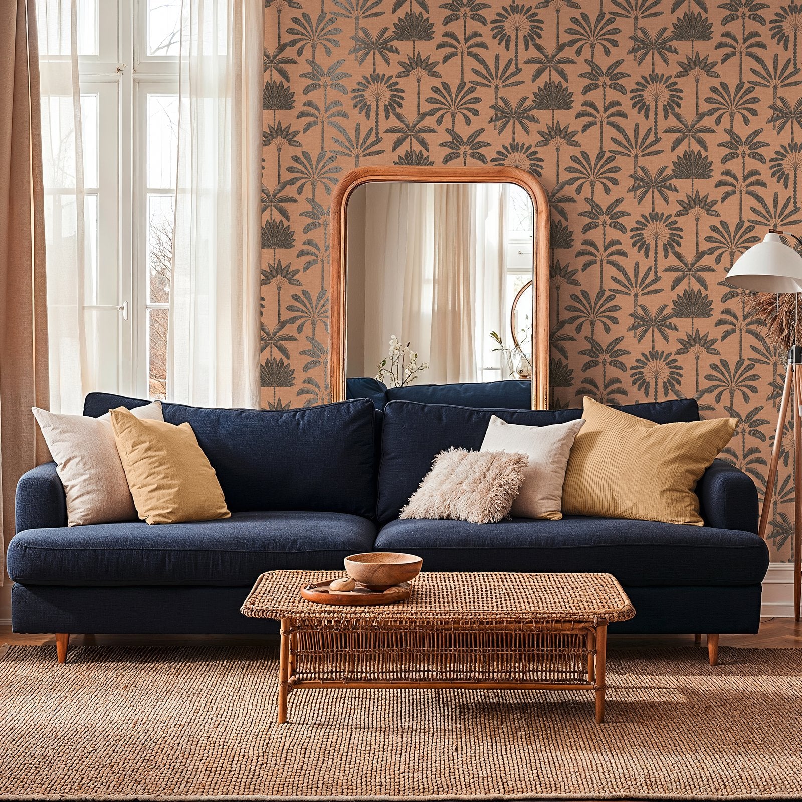 Tree Leaf Wallpaper in Orange color - pattern number HV41088 - by Galerie in the Havana 2 collection