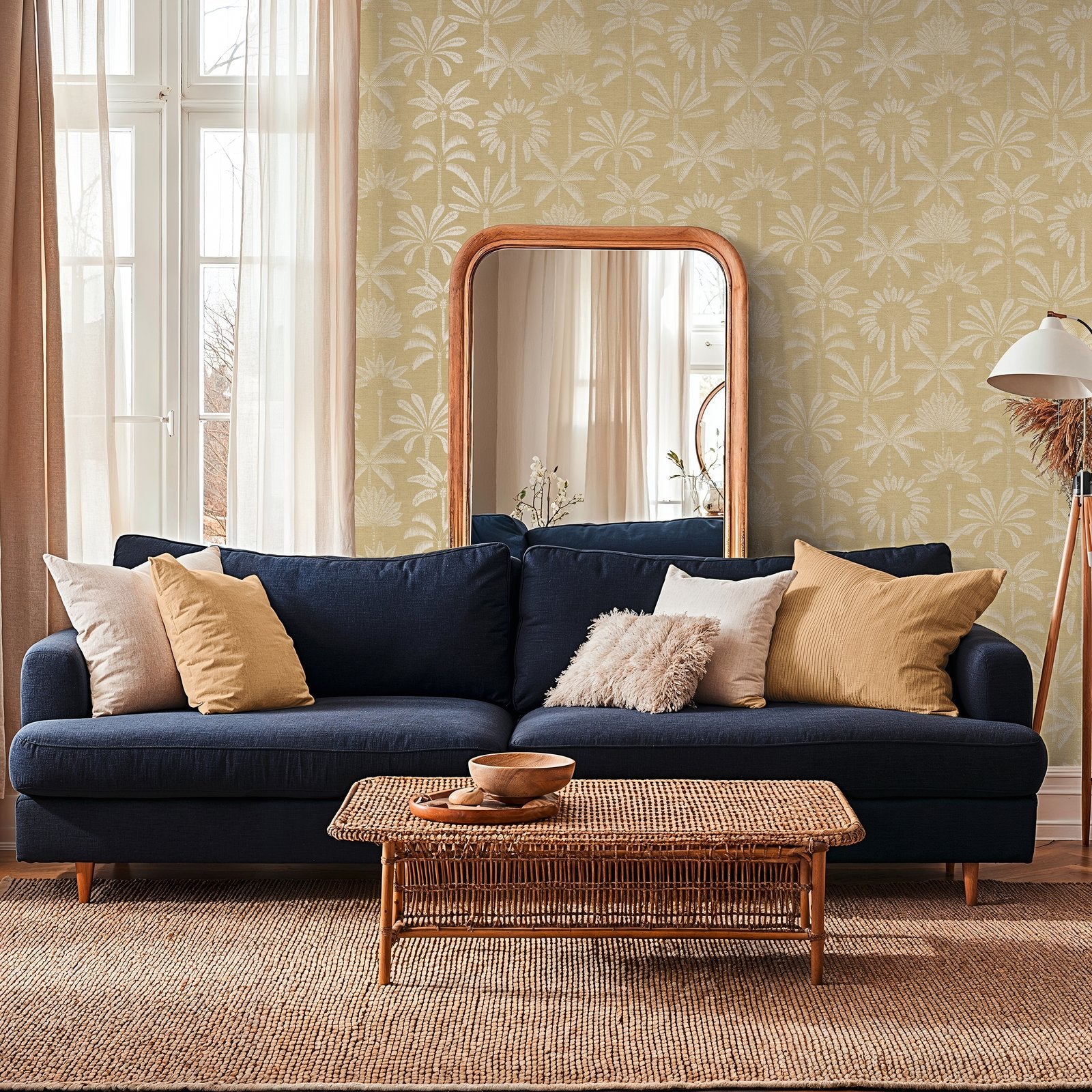 Tree Leaf Wallpaper in Yellow color - pattern number HV41089 - by Galerie in the Havana 2 collection