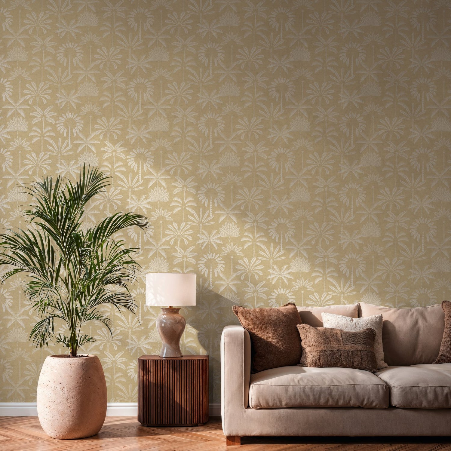 Tree Leaf Wallpaper in Yellow color - pattern number HV41089 - by Galerie in the Havana 2 collection