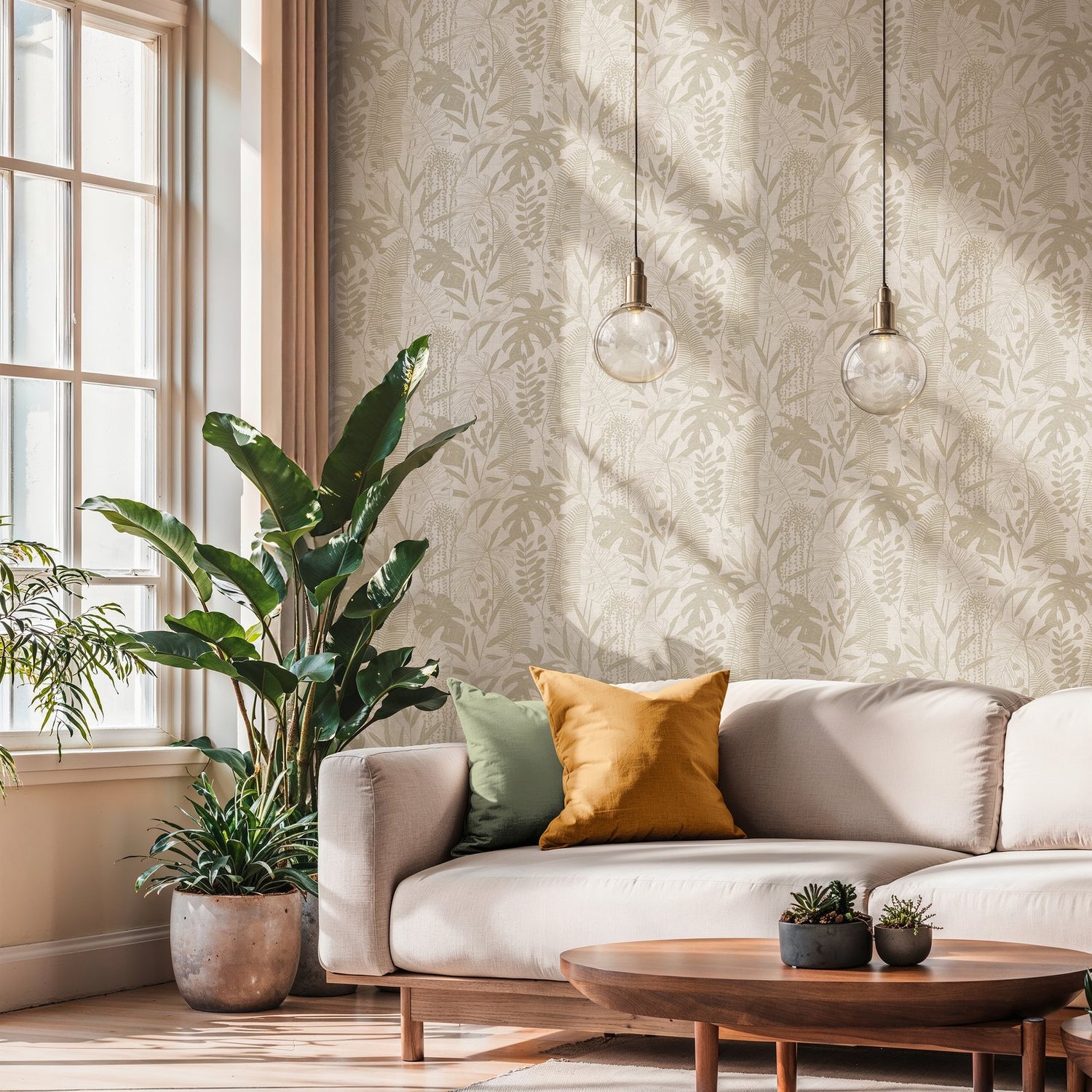 Tree Leaf Wallpaper in Beige color - pattern number HV41090 - by Galerie in the Havana 2 collection