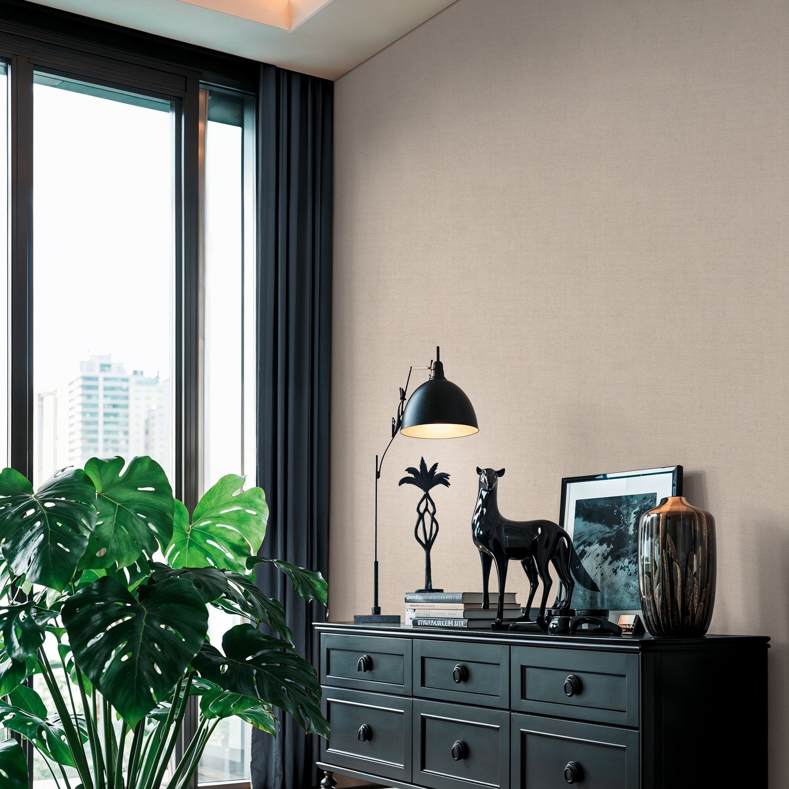 Plain Texture Wallpaper in Beige color - pattern number HV41097 - by Galerie in the Havana 2 collection