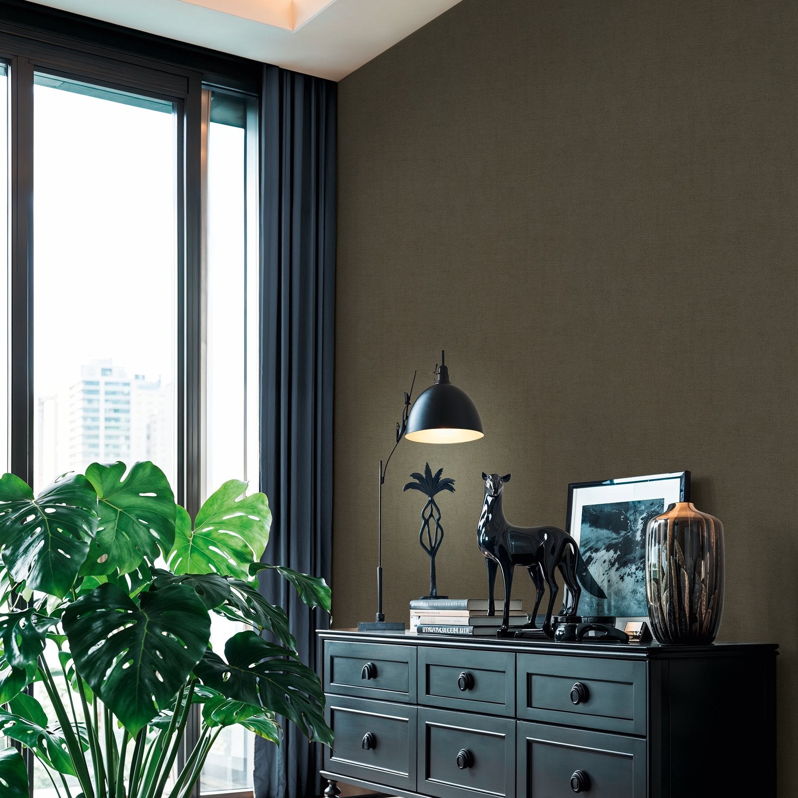 Plain Texture Wallpaper in Bronze Brown color - pattern number HV41105 - by Galerie in the Havana 2 collection