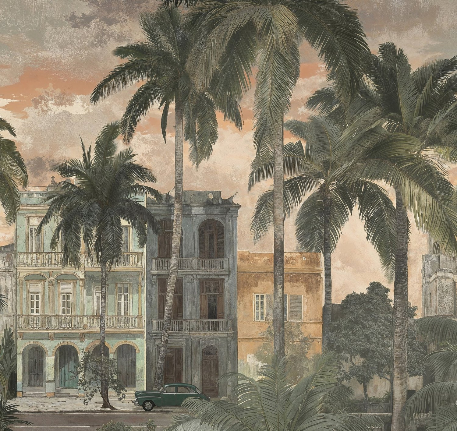 Motif 7 Panel Mural in Beige color - pattern number HV41107M - by Galerie in the Havana 2 collection