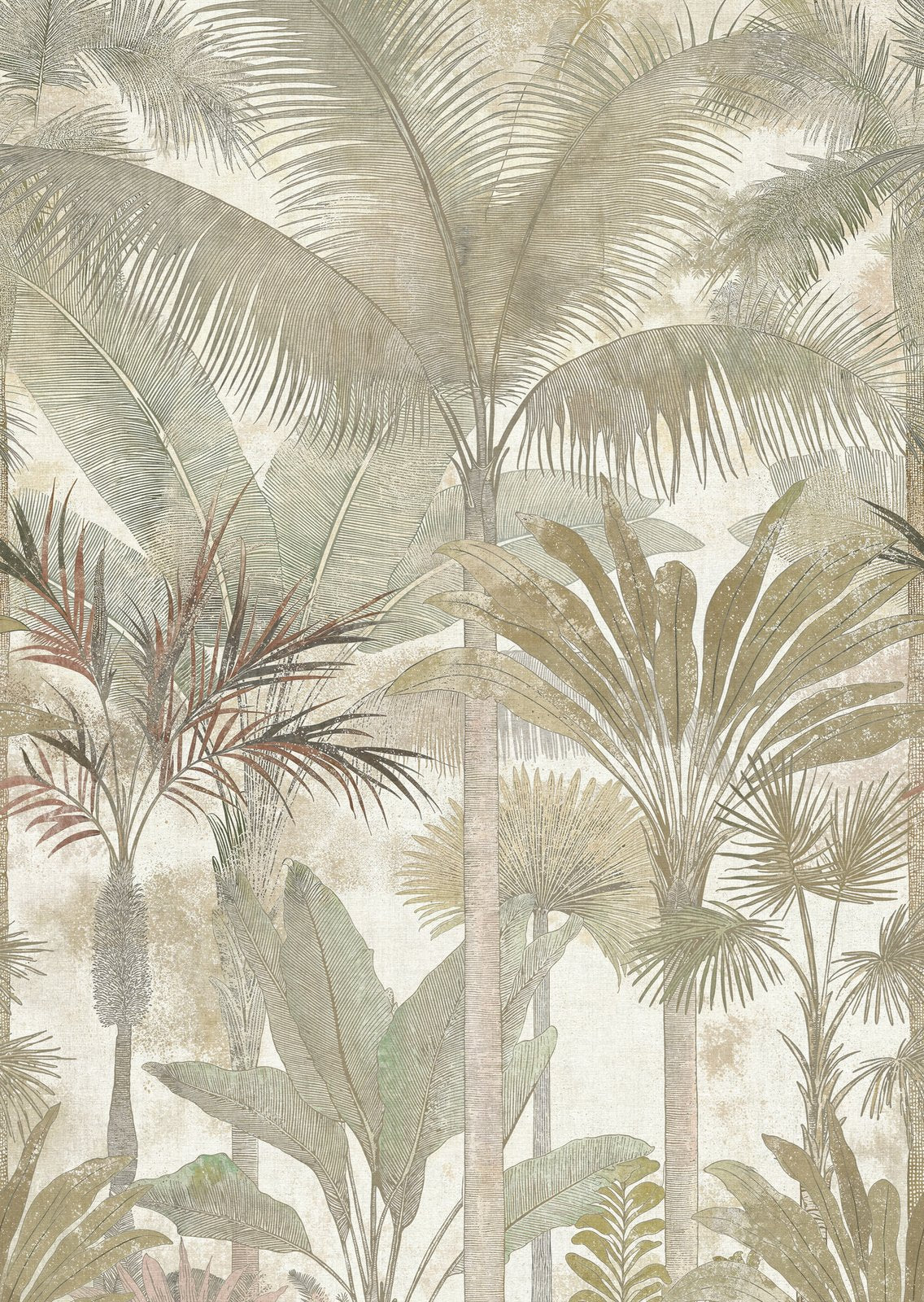 Tree Leaf 3 Panel Mural in Green color - pattern number HV41110M - by Galerie in the Havana 2 collection