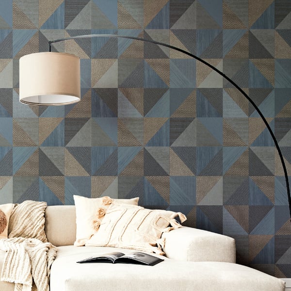 Geometrico Congo wallpaper in blue color - pattern number IT32417 - by Galerie in the Italian Textures 4 collection