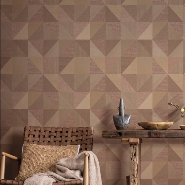 Geometrico Congo wallpaper in red color - pattern number IT32418 - by Galerie in the Italian Textures 4 collection