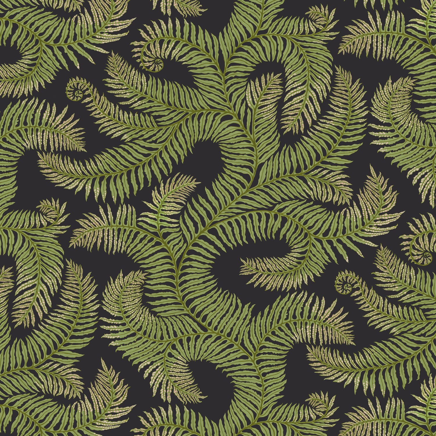 Bombes Fernery Wallpaper in dark grey &amp; green color - pattern number JMW1001.01.0 - by Kravet in the Josephine Munsey Portfolio I collection