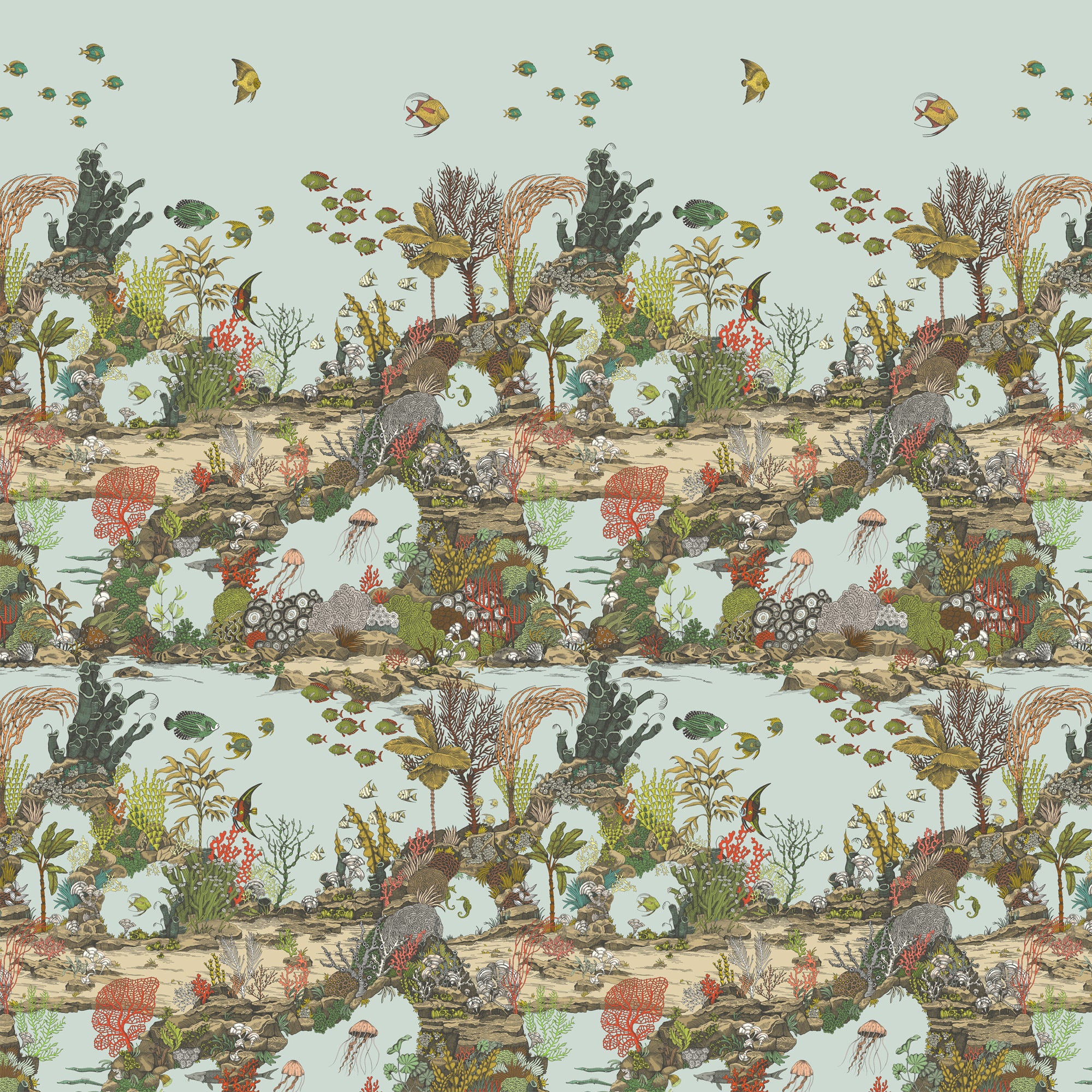 Underwater Jungle Mural in brown color - pattern number JMW1003.01.0 - by Kravet in the Josephine Munsey Portfolio I collection
