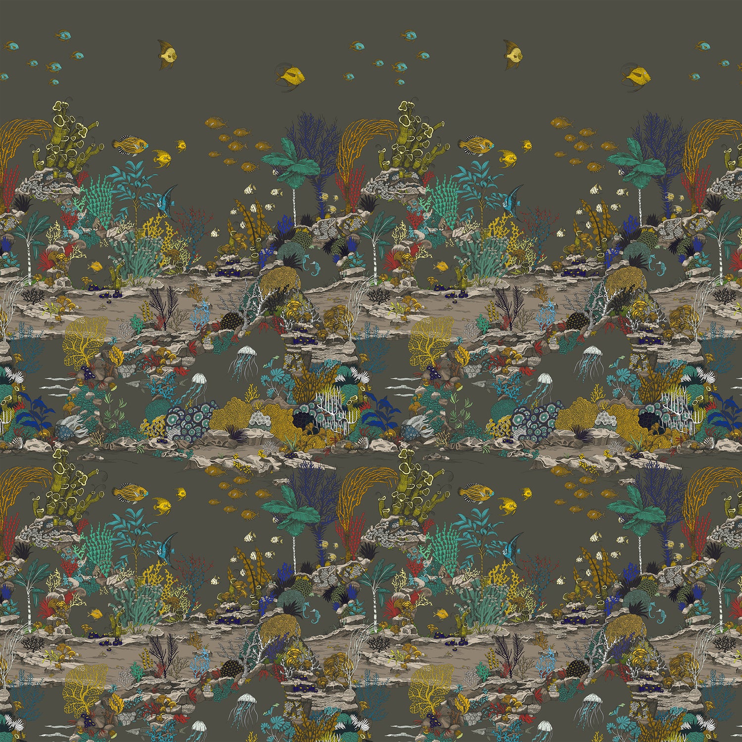 Underwater Jungle Mural in blue color - pattern number JMW1003.02.0 - by Kravet in the Josephine Munsey Portfolio I collection