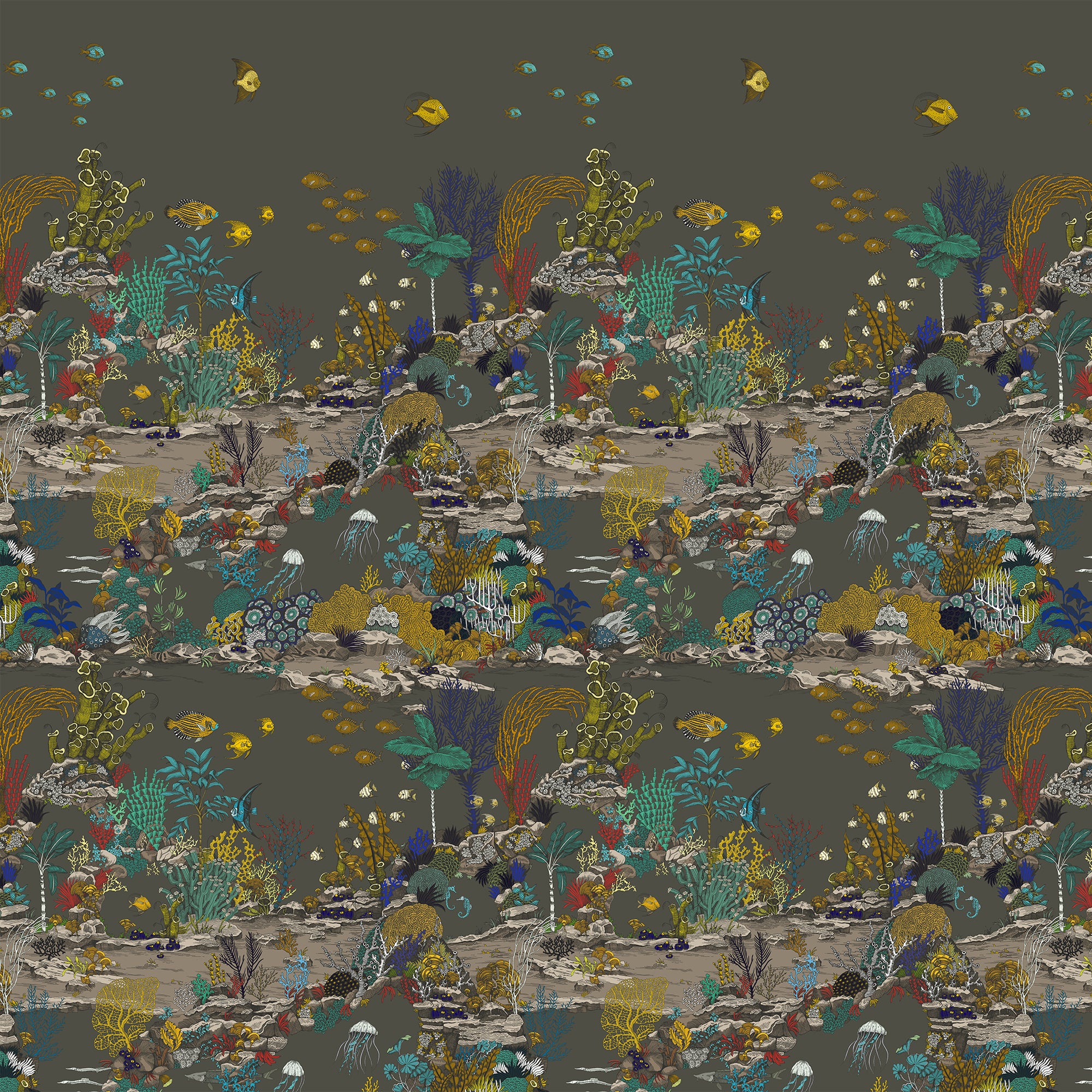 Underwater Jungle Mural in blue color - pattern number JMW1003.02.0 - by Kravet in the Josephine Munsey Portfolio I collection