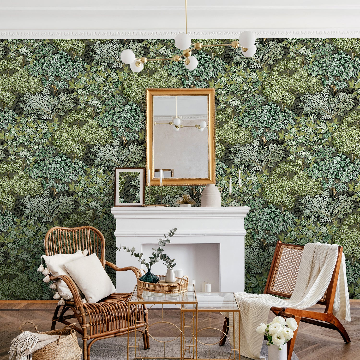 Broccoli Canpoy Wallpaper in chaingate green color - pattern number JMW1004.11.0 - by Kravet in the Josephine Munsey Maitland collection