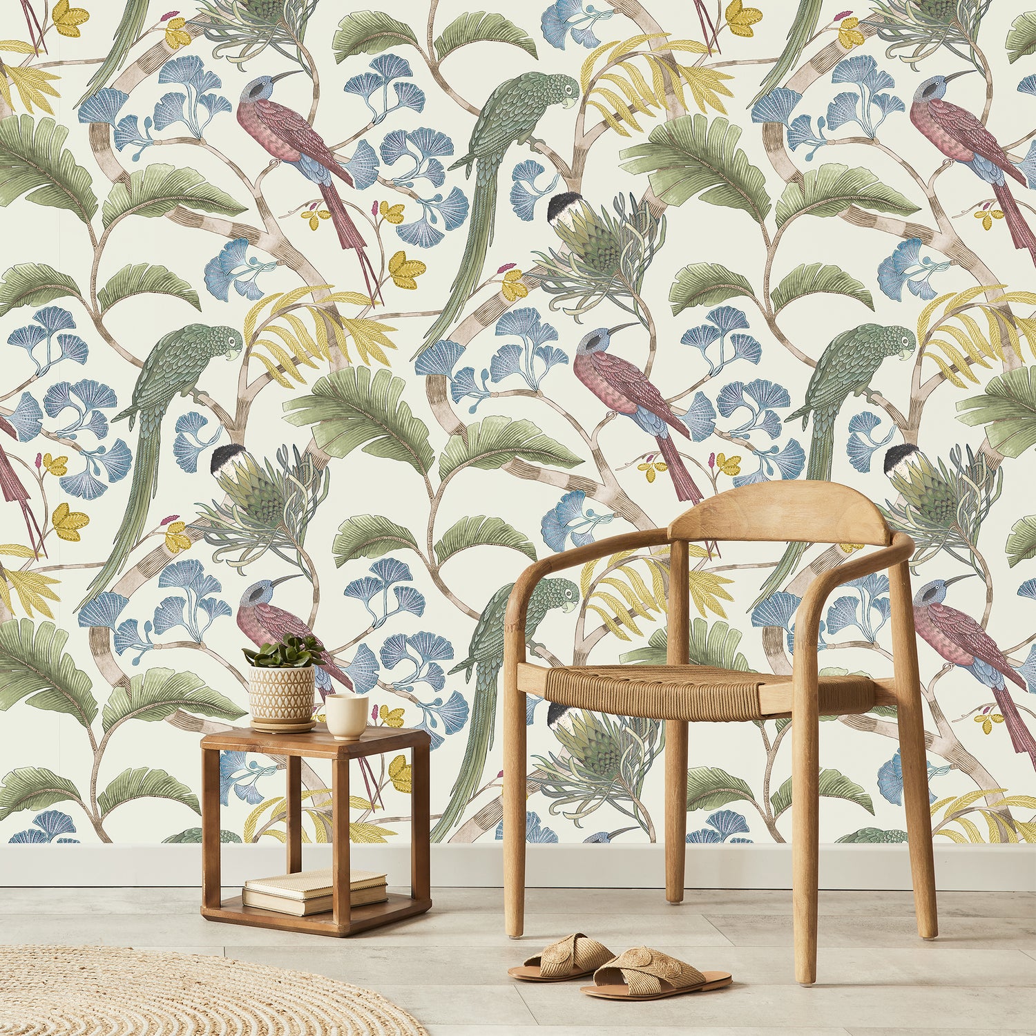 Living Branches Wallpaper in ivory, soft olive &amp; yellow color - pattern number JMW1006.01.0 - by Kravet in the Josephine Munsey Portfolio I collection