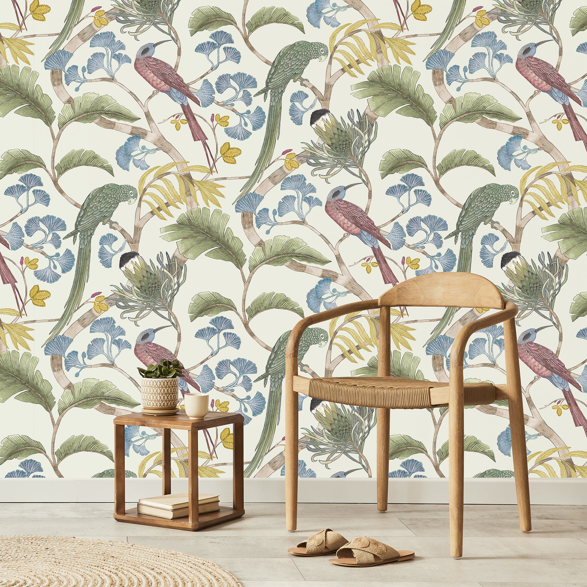 Living Branches Wallpaper in ivory, soft olive &amp; yellow color - pattern number JMW1006.01.0 - by Kravet in the Josephine Munsey Portfolio I collection