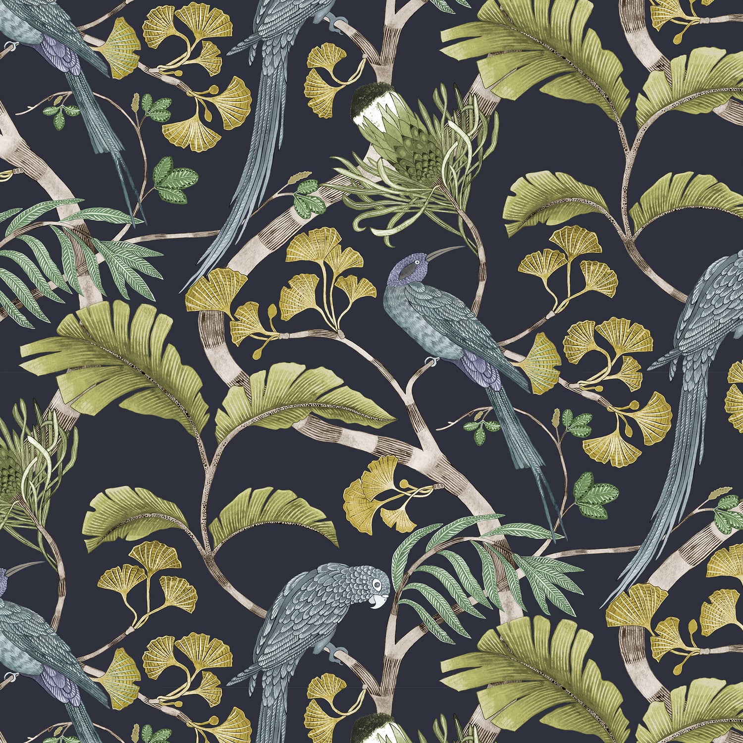 Living Branches Wallpaper in petra and green color - pattern number JMW1006.41.0 - by Kravet in the Josephine Munsey Maitland collection