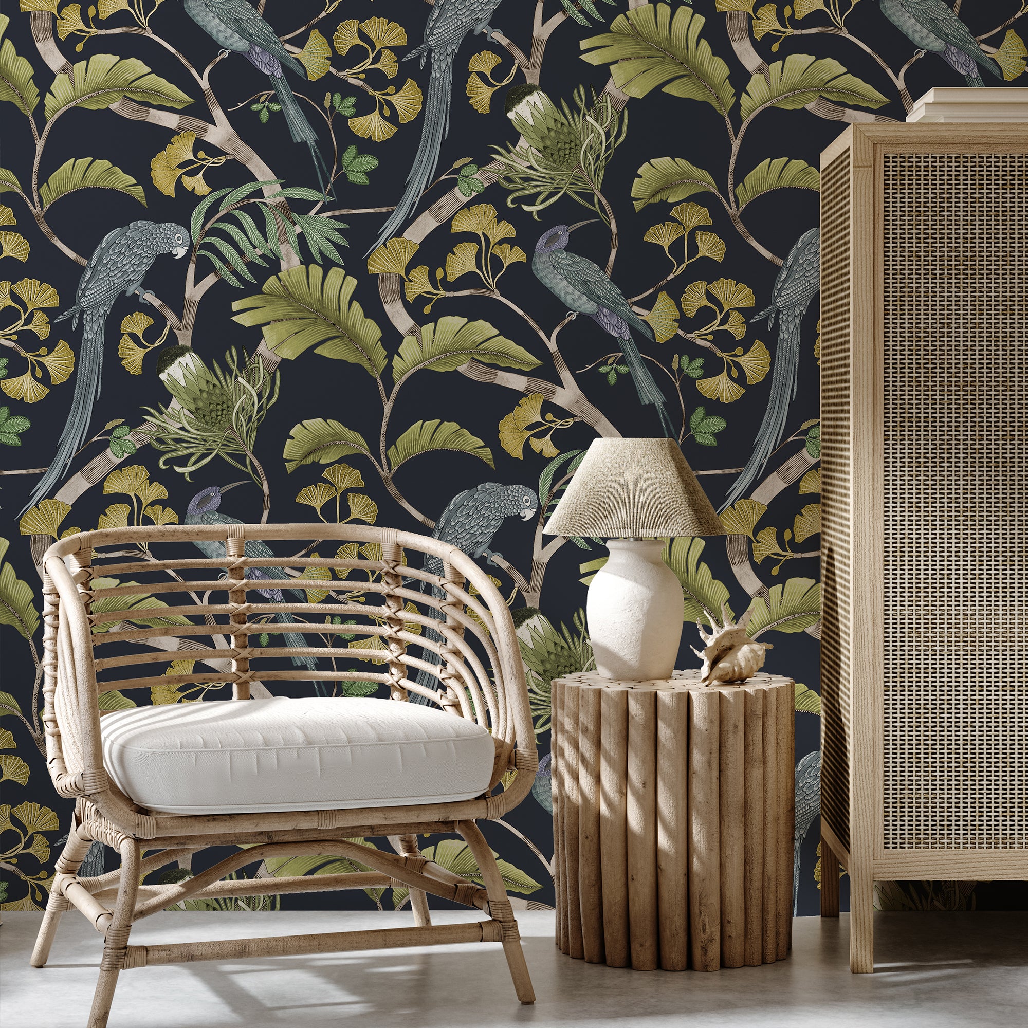 Living Branches Wallpaper in petra and green color - pattern number JMW1006.41.0 - by Kravet in the Josephine Munsey Maitland collection