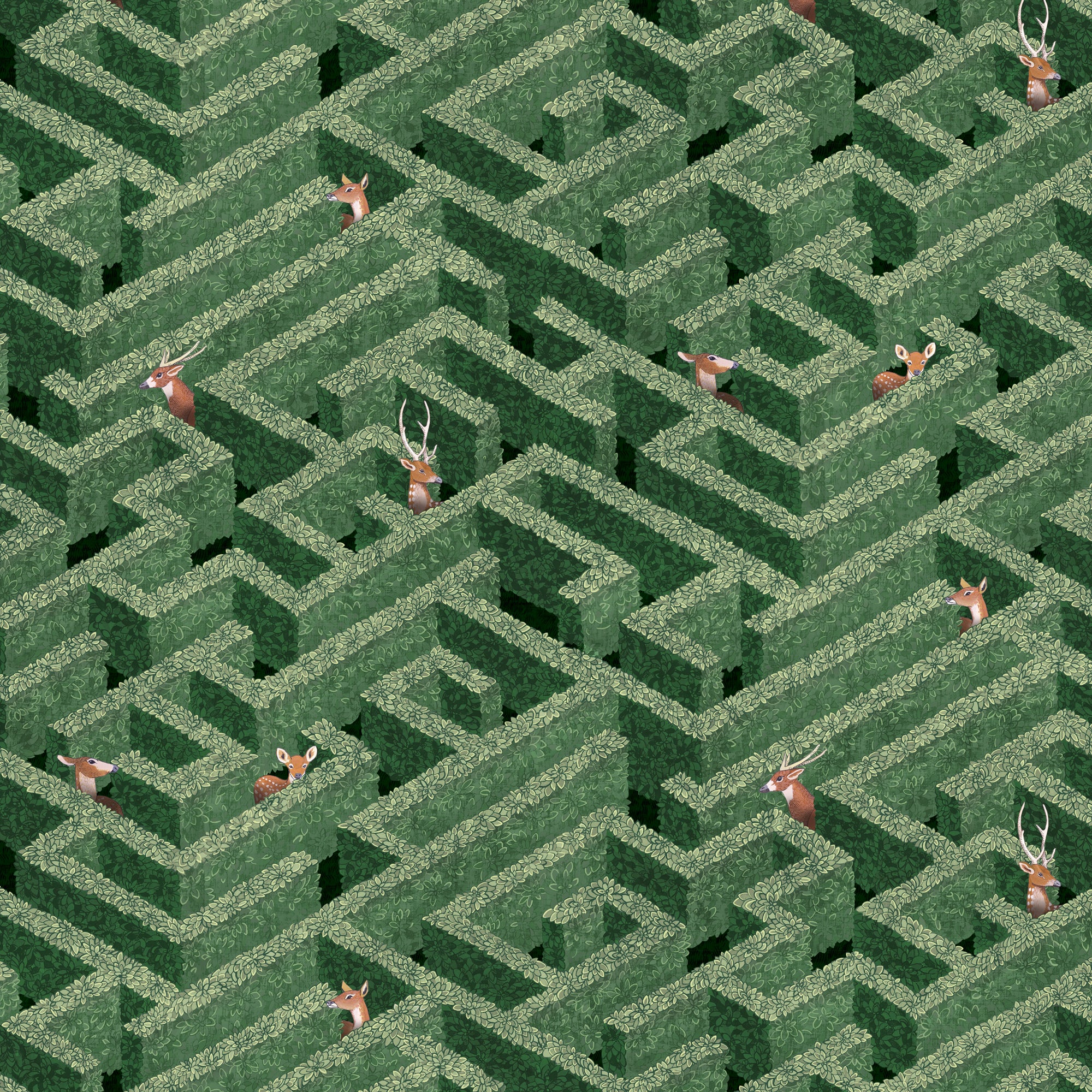 Labyrinth With Deer Wallpaper in green color - pattern number JMW1009.01.0 - by Kravet in the Josephine Munsey Portfolio I collection