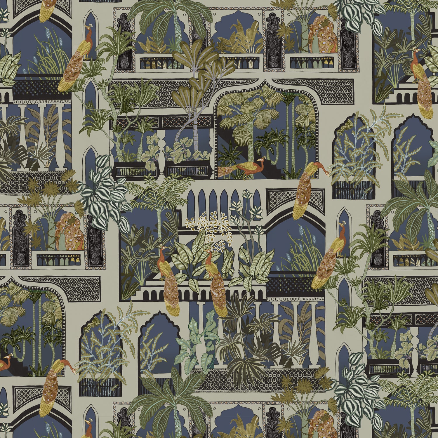 Peacock Arches Wallpaper in petrol color - pattern number JMW1011.31.0 - by Kravet in the Josephine Munsey Portfolio I collection