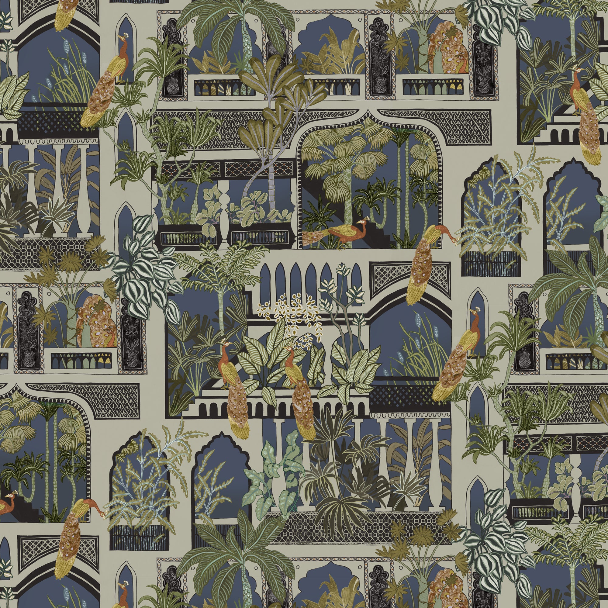 Peacock Arches Wallpaper in petrol color - pattern number JMW1011.31.0 - by Kravet in the Josephine Munsey Portfolio I collection