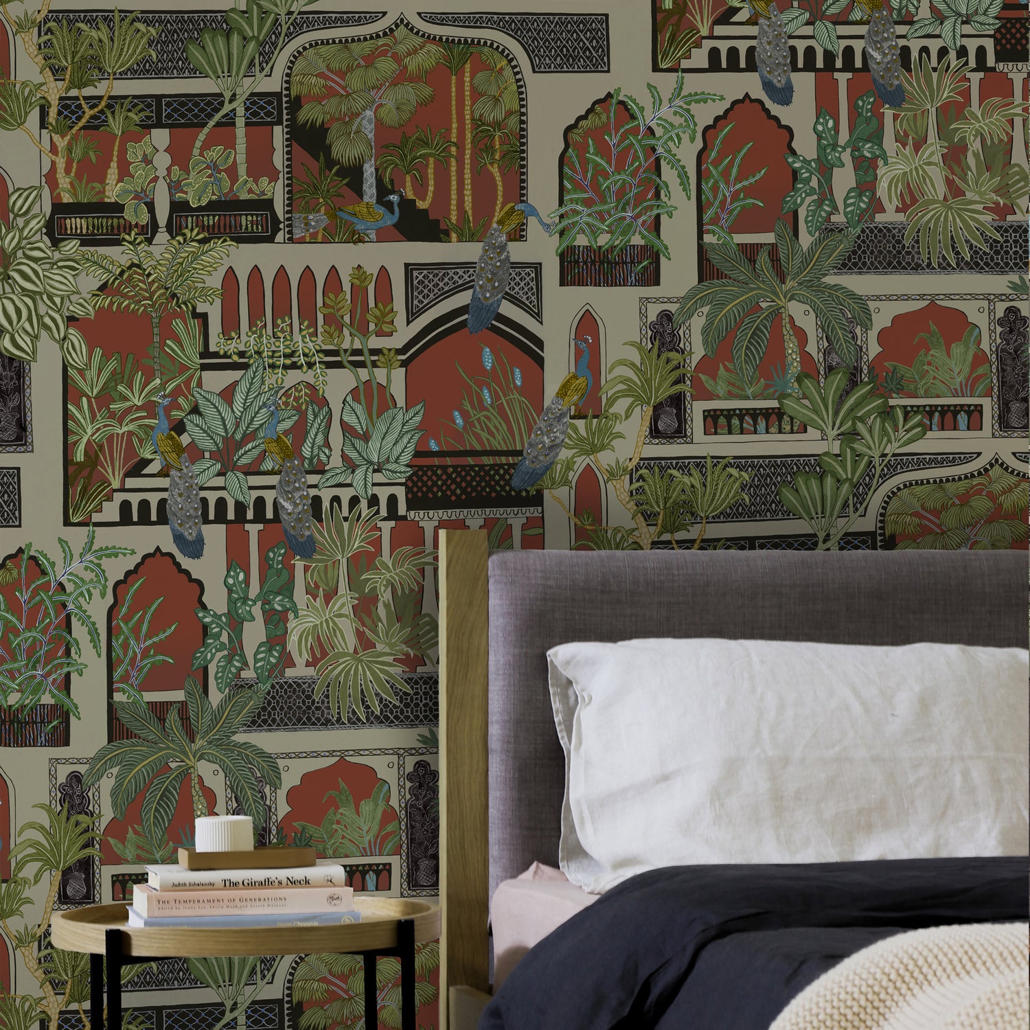 Peacock Arches Wallpaper in terracotta color - pattern number JMW1011.41.0 - by Kravet in the Josephine Munsey Portfolio I collection