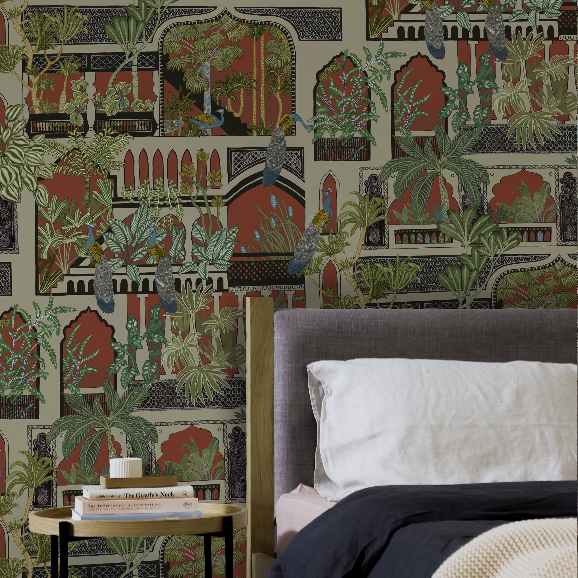 Peacock Arches Wallpaper in terracotta color - pattern number JMW1011.41.0 - by Kravet in the Josephine Munsey Portfolio I collection