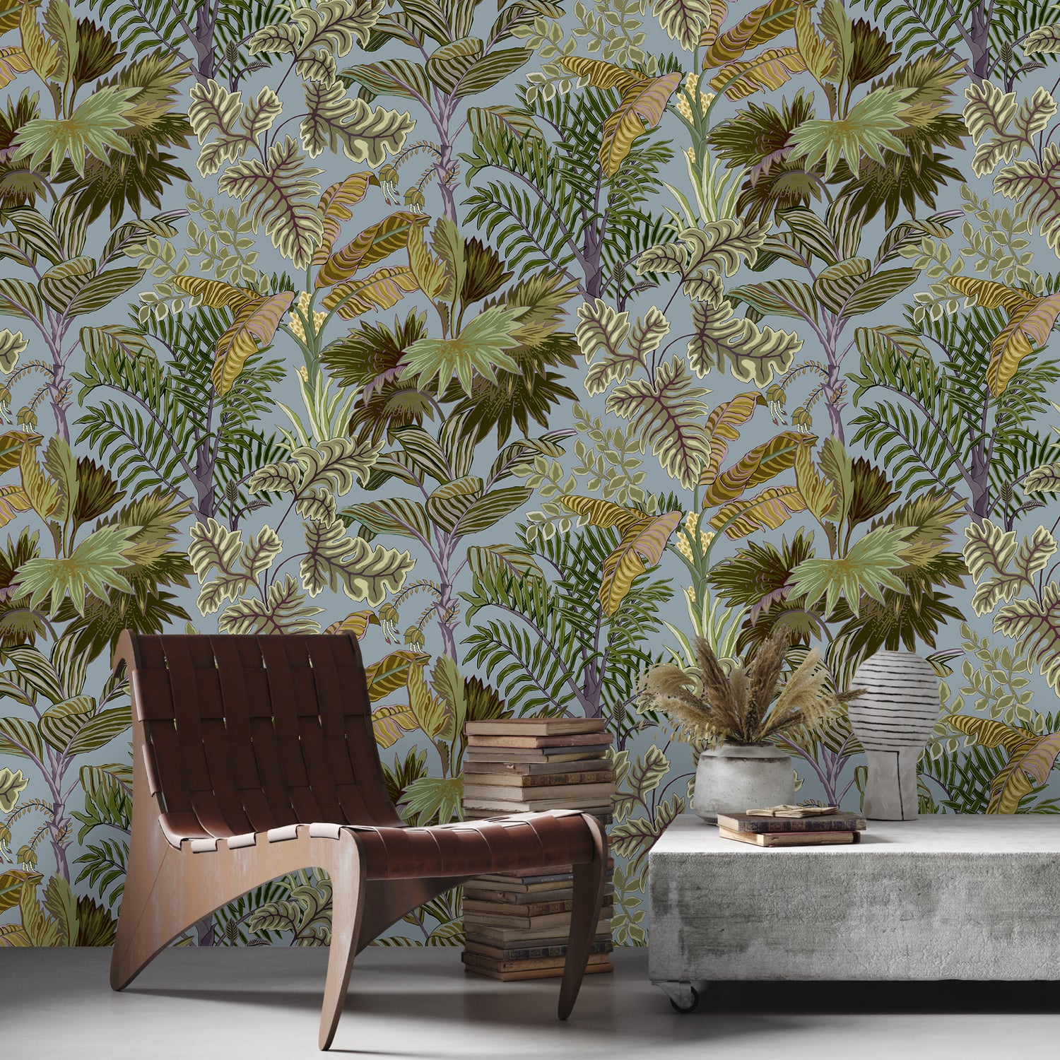 Palm Grove Wallpaper in dusk &amp; verdigris color - pattern number JMW1013.01.0 - by Kravet in the Josephine Munsey Portfolio I collection