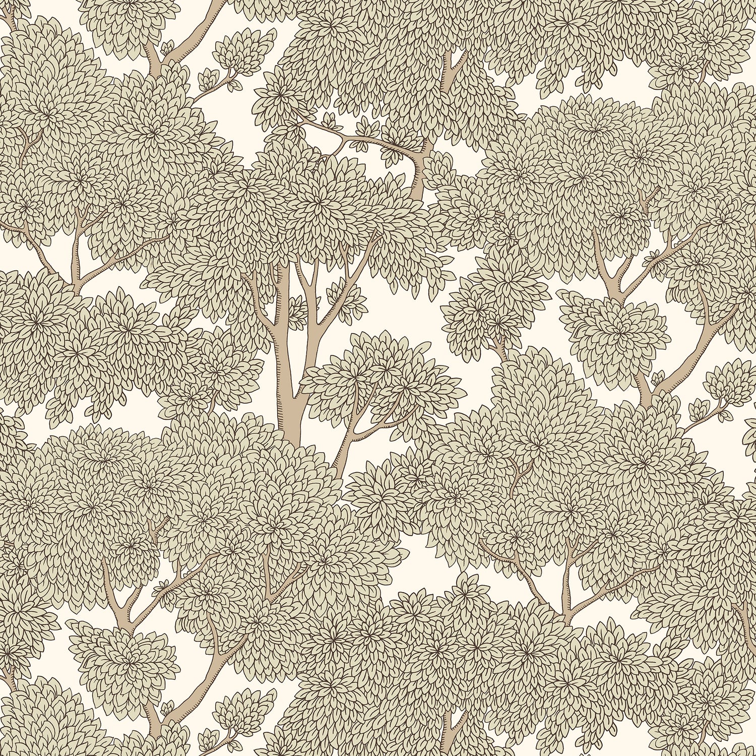 Stockend Woods Wallpaper in cotswold white and maitland green color - pattern number JMW1014.21.0 - by Kravet in the Josephine Munsey Maitland collection