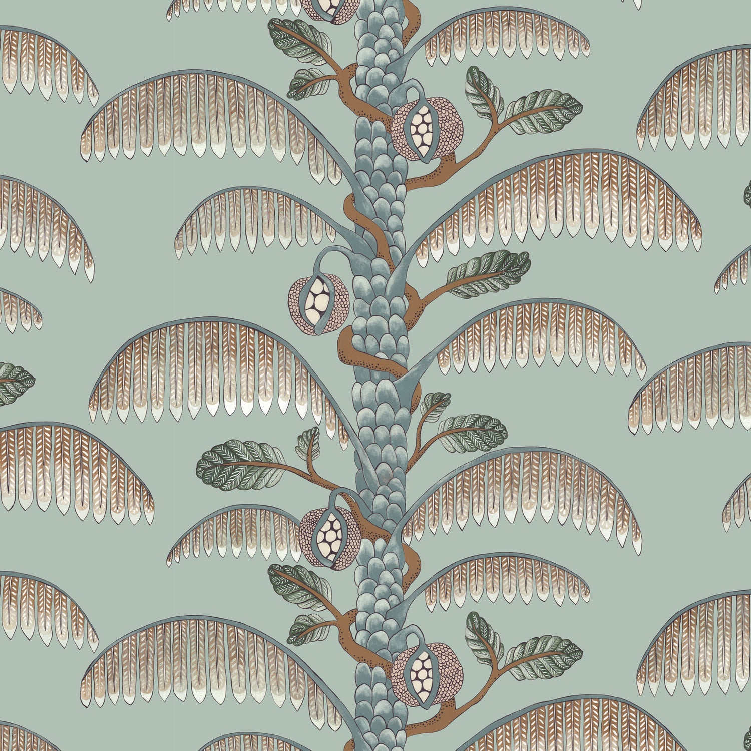 Palm Stripe Wallpaper in radmoor blue color - pattern number JMW1015.01.0 - by Kravet in the Josephine Munsey Portfolio II collection