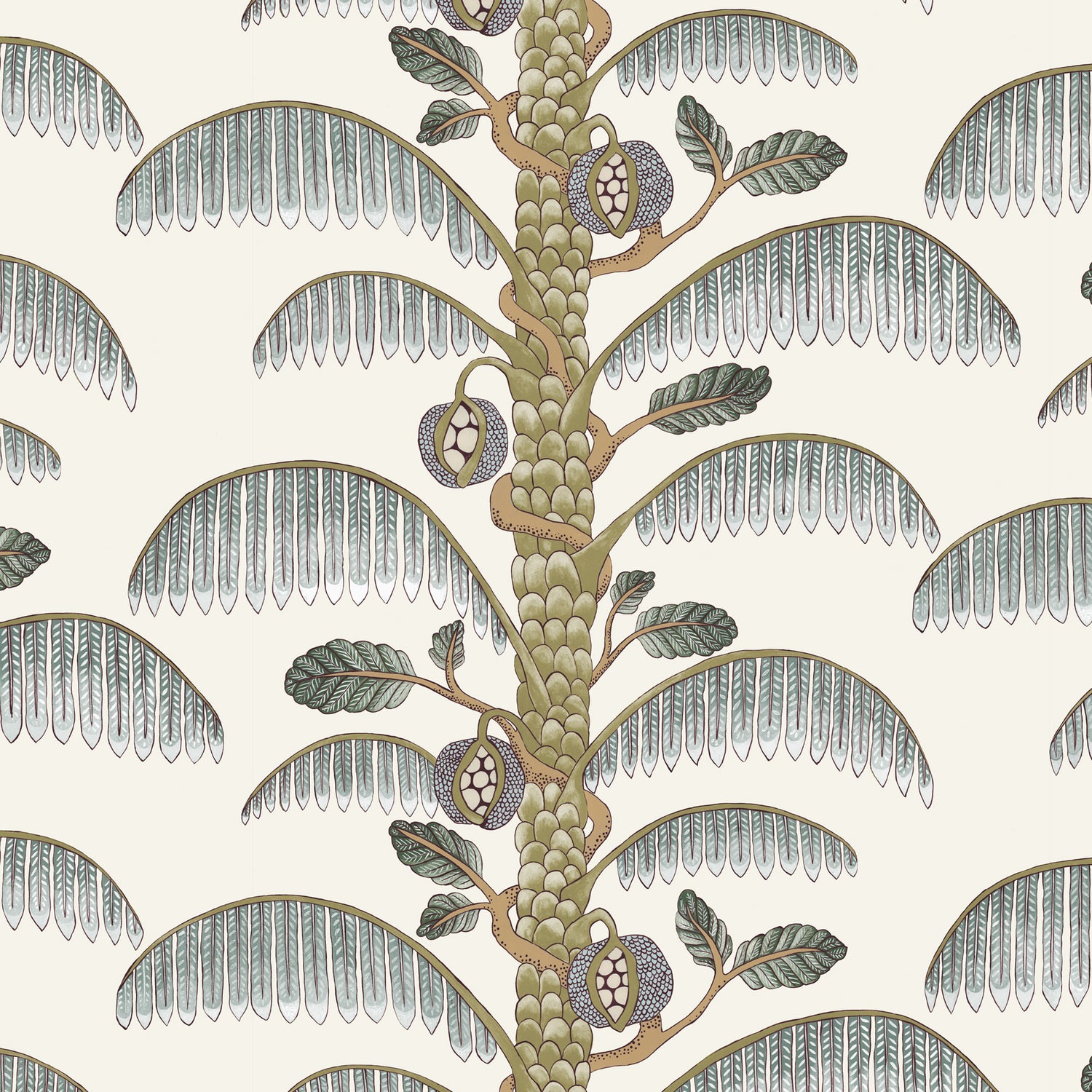 Palm Stripe Wallpaper in clarke white color - pattern number JMW1015.11.0 - by Kravet in the Josephine Munsey Portfolio II collection