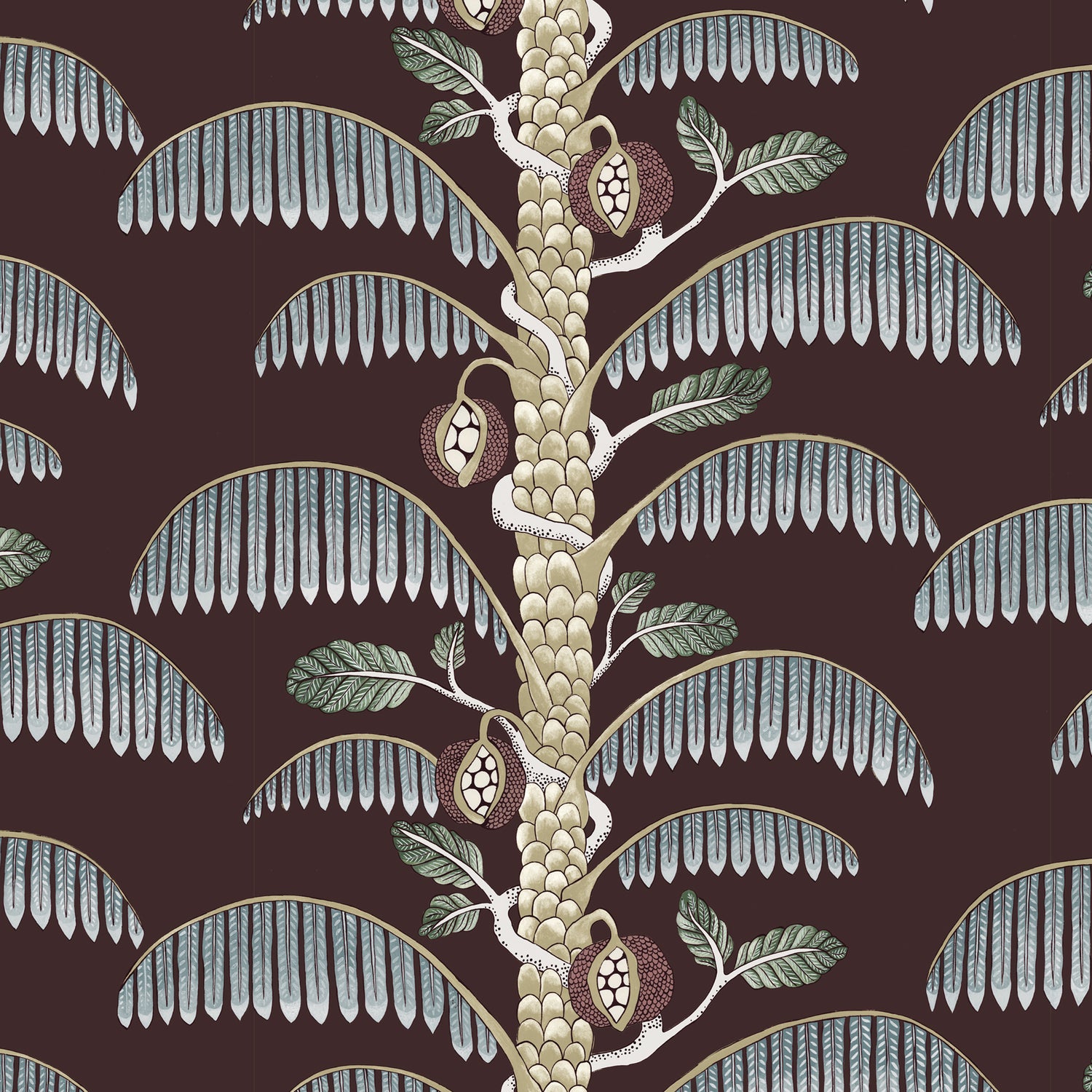 Palm Stripe Wallpaper in spicer brown color - pattern number JMW1015.21.0 - by Kravet in the Josephine Munsey Portfolio II collection