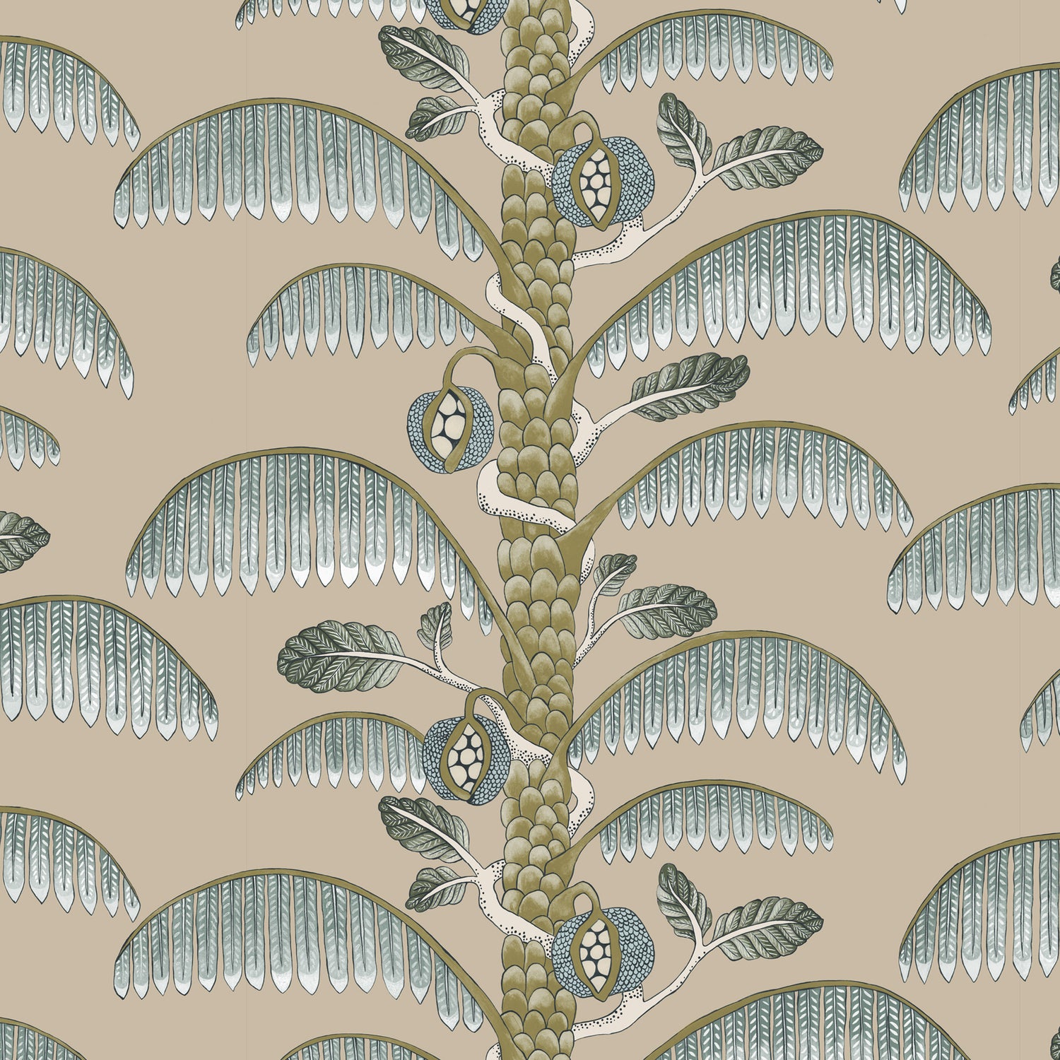 Palm Stripe Wallpaper in edge sand color - pattern number JMW1015.31.0 - by Kravet in the Josephine Munsey Portfolio II collection