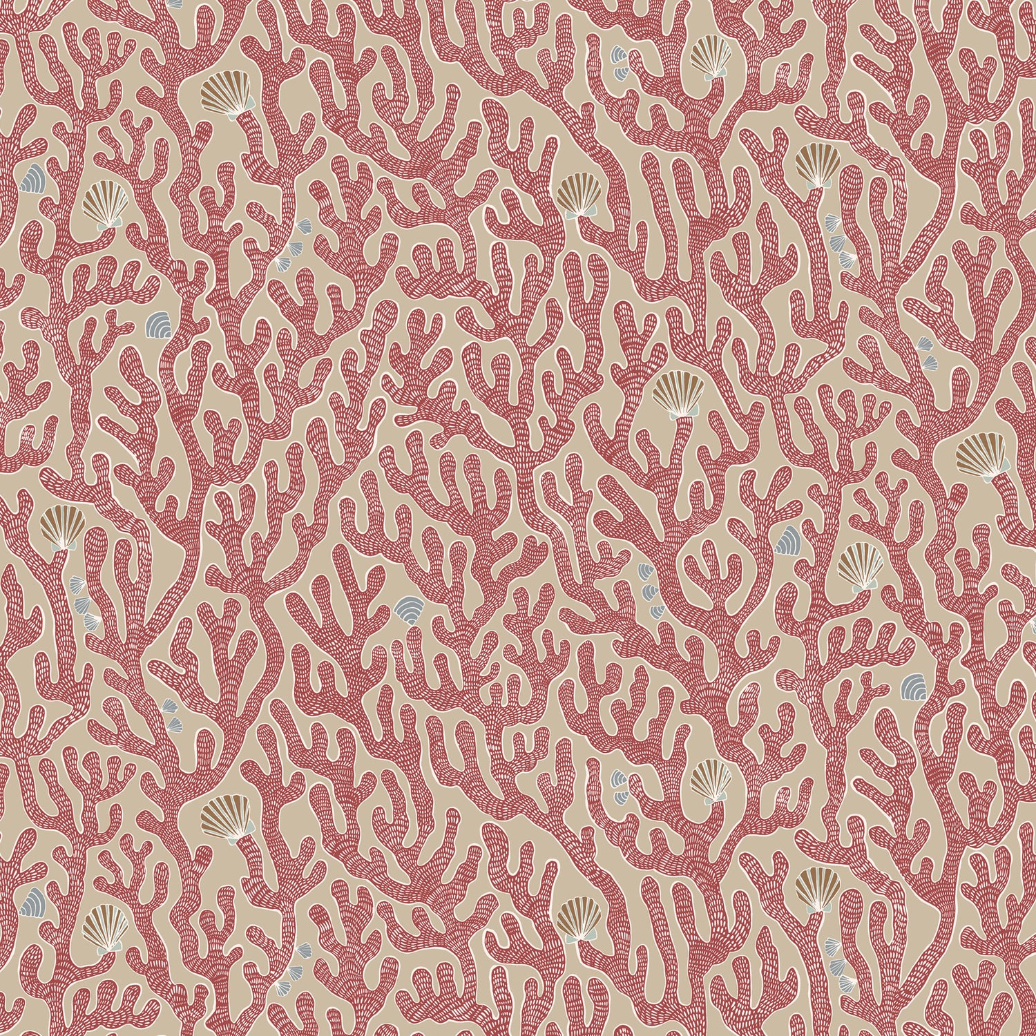 Coral Wallpaper in red toppings color - pattern number JMW1016.01.0 - by Kravet in the Josephine Munsey Portfolio II collection
