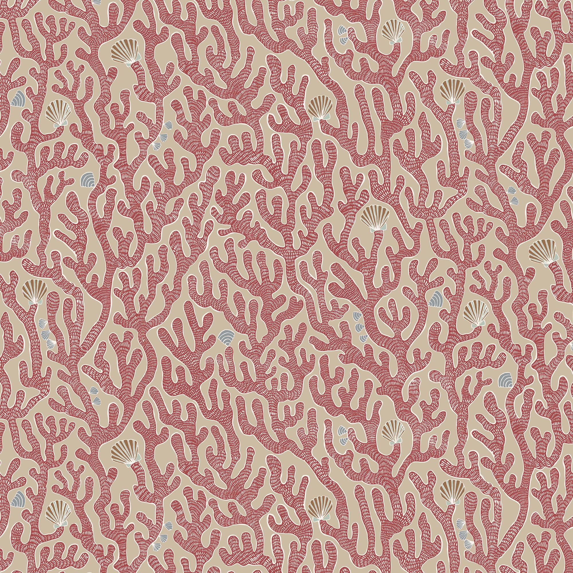 Coral Wallpaper in red toppings color - pattern number JMW1016.01.0 - by Kravet in the Josephine Munsey Portfolio II collection