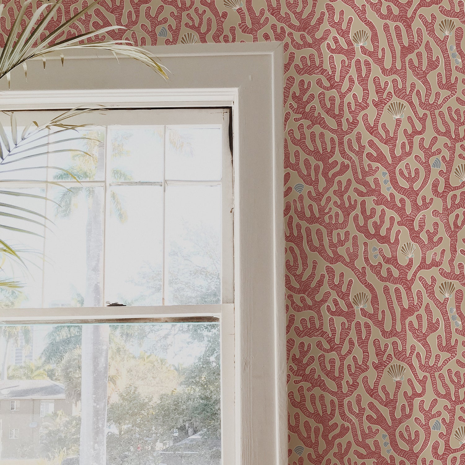 Coral Wallpaper in red toppings color - pattern number JMW1016.01.0 - by Kravet in the Josephine Munsey Portfolio II collection