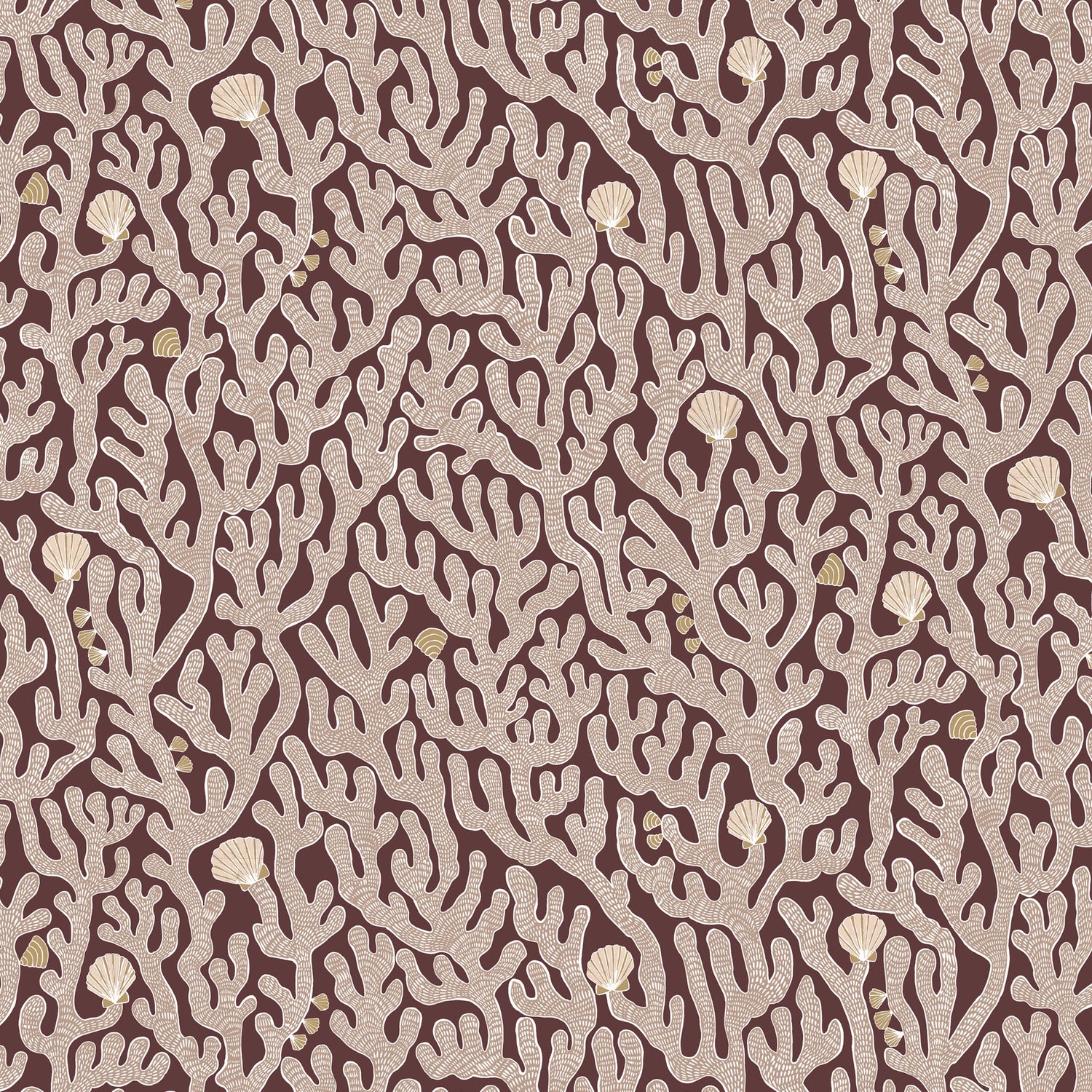 Coral Wallpaper in spicer brown color - pattern number JMW1016.21.0 - by Kravet in the Josephine Munsey Portfolio II collection