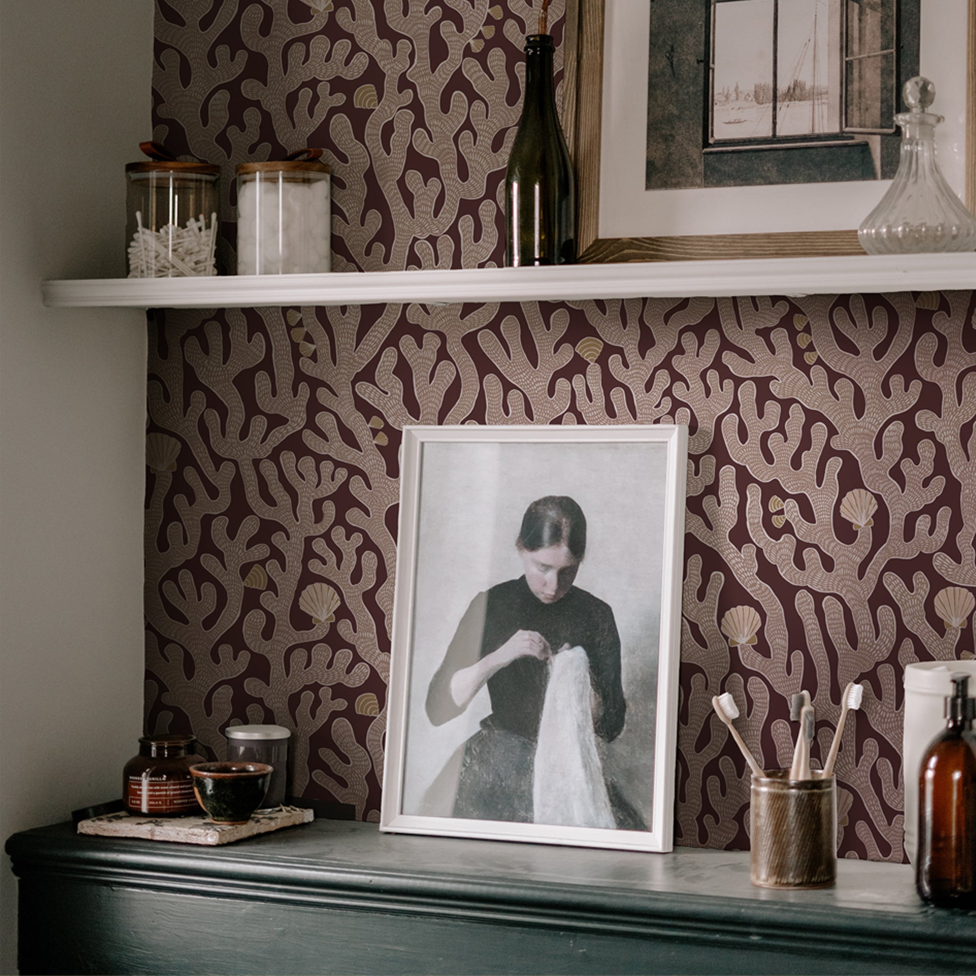 Coral Wallpaper in spicer brown color - pattern number JMW1016.21.0 - by Kravet in the Josephine Munsey Portfolio II collection