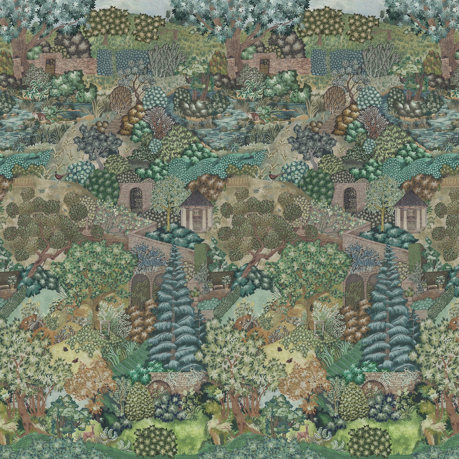 Miserden Panel Mural in green color - pattern number JMW1017.01.0 - by Kravet in the Josephine Munsey Portfolio II collection