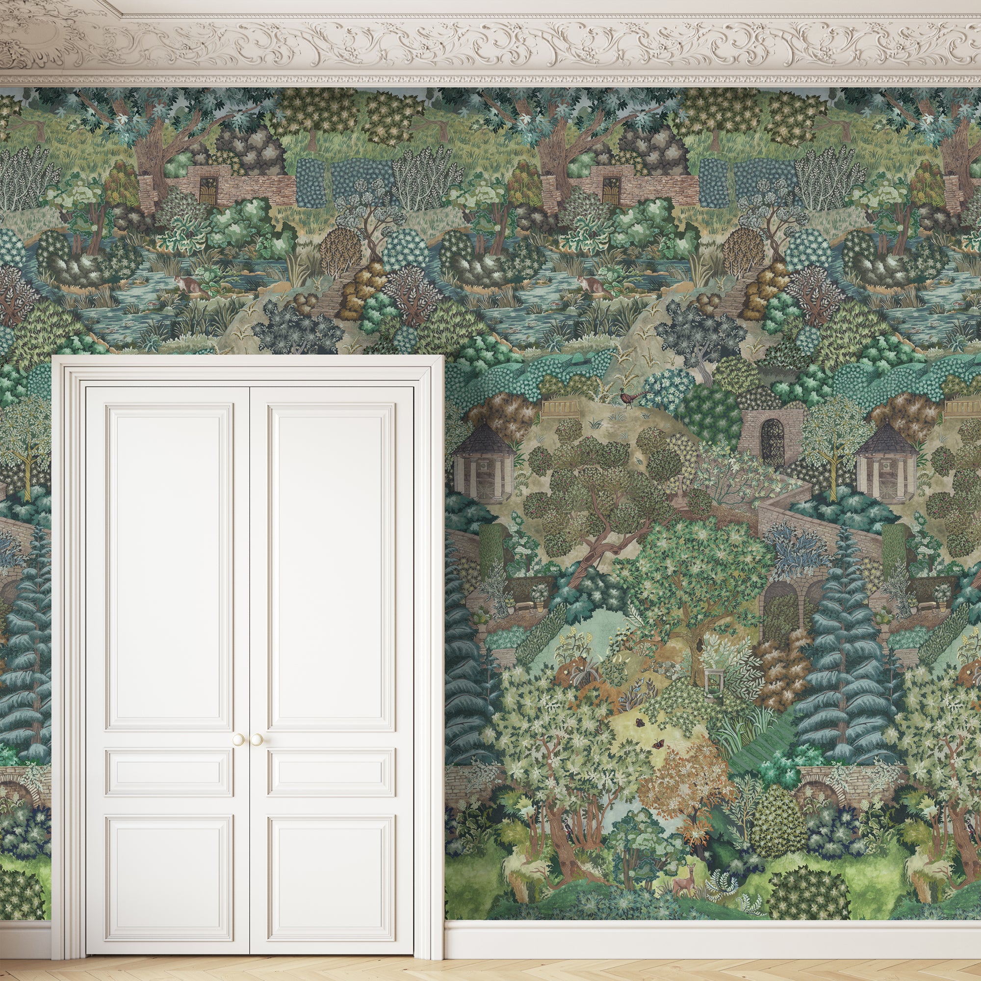 Miserden Panel Mural in green color - pattern number JMW1017.01.0 - by Kravet in the Josephine Munsey Portfolio II collection