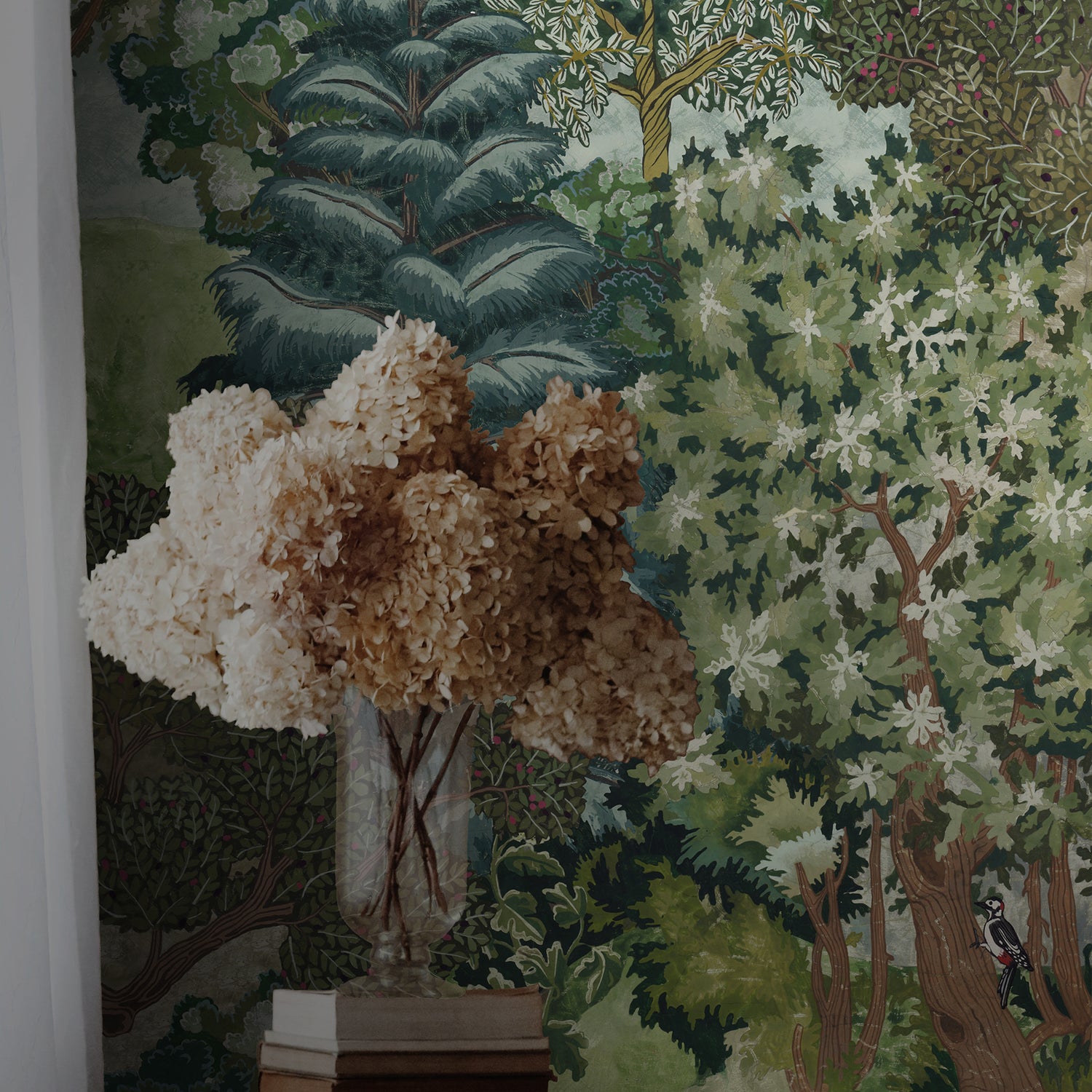 Miserden Trees Wallpaper in green color - pattern number JMW1018.01.0 - by Kravet in the Josephine Munsey Portfolio II collection