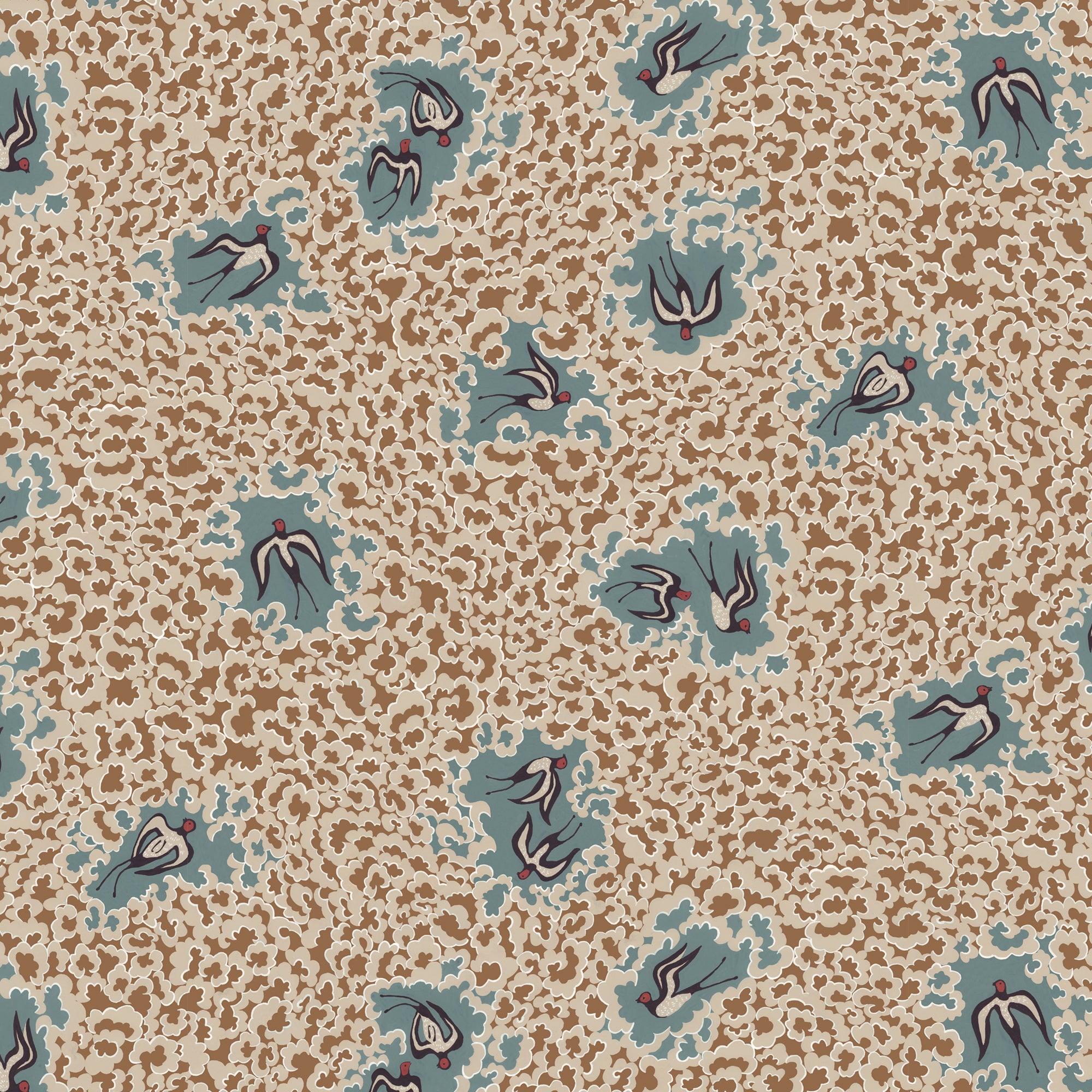 Beas Swallows Wallpaper in alma &amp; osney blue color - pattern number JMW1020.01.0 - by Kravet in the Josephine Munsey Portfolio II collection